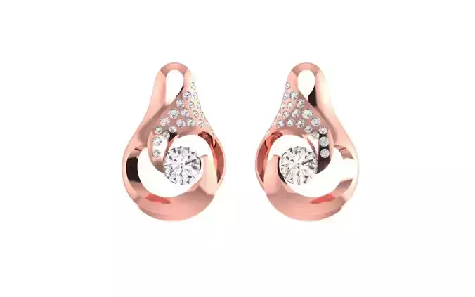 Solitaire Women Earring 3dm STL OBJ FBX Render Details