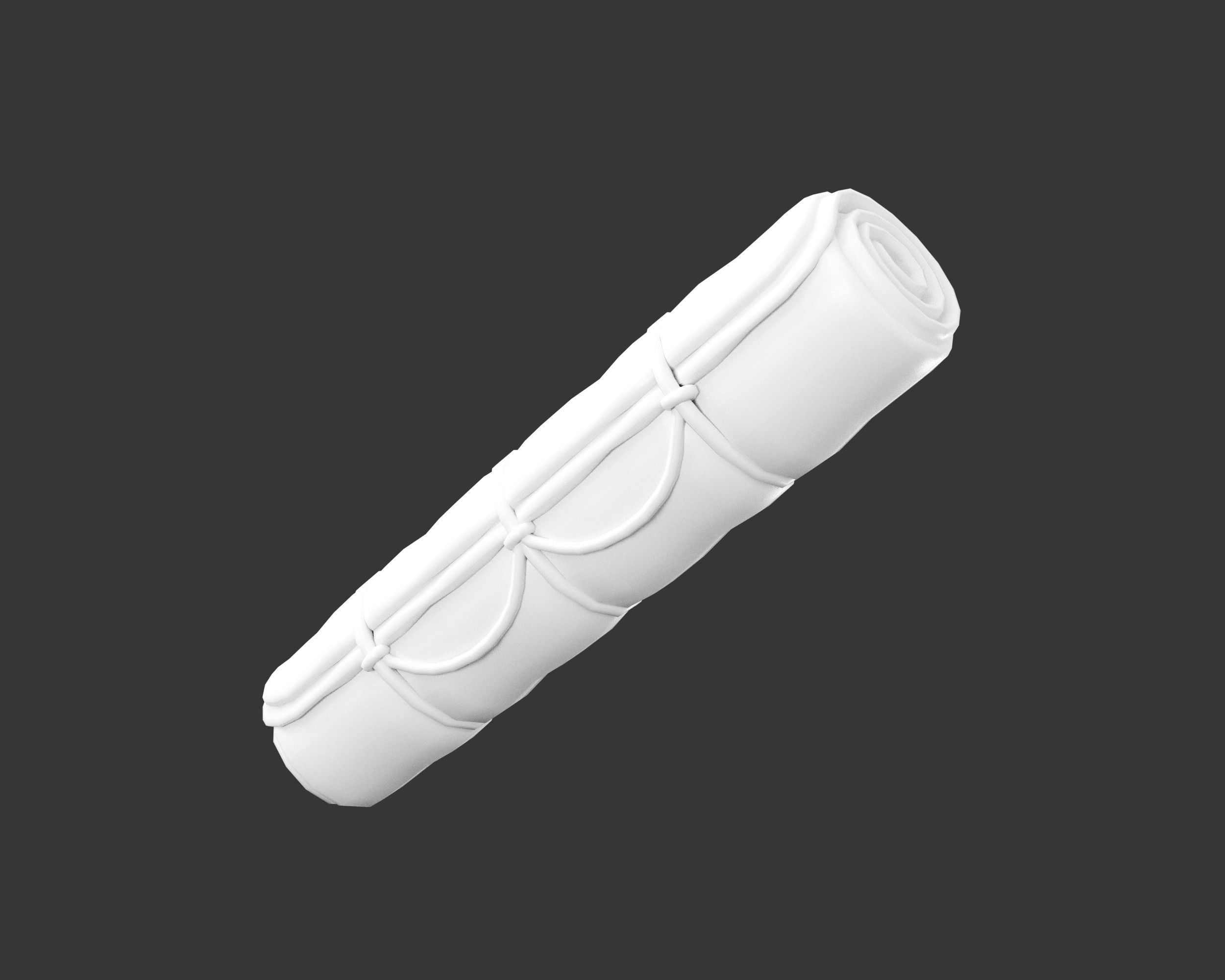 Medieval Crude Accessory Bedroll Low-poly 3D model_15