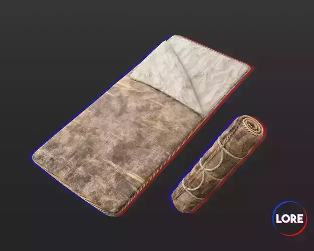 Medieval Crude Accessory Bedroll Low-poly 3D model