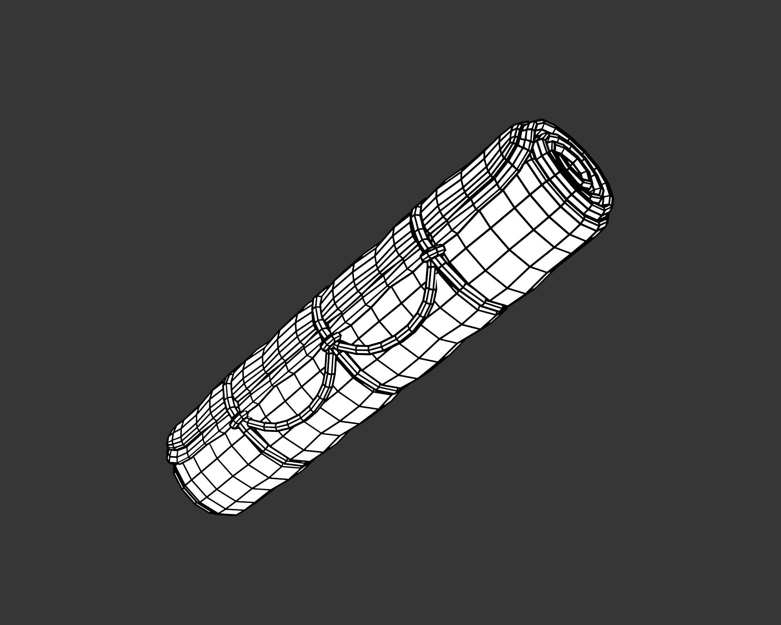 Medieval Crude Accessory Bedroll Low-poly 3D model_16
