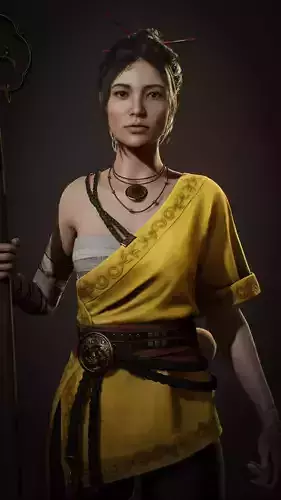 Girl Monk vma01 Low-poly 3D model