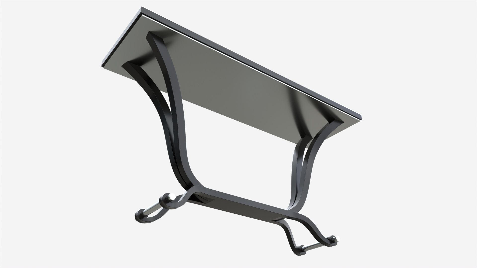 Art Deco Console Table Wooden 3D model_2