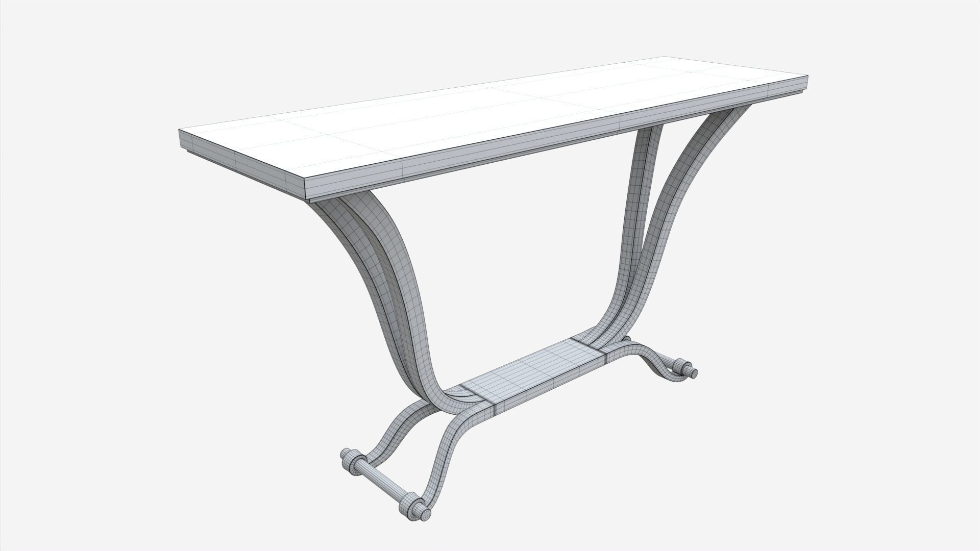 Art Deco Console Table Wooden 3D model_5