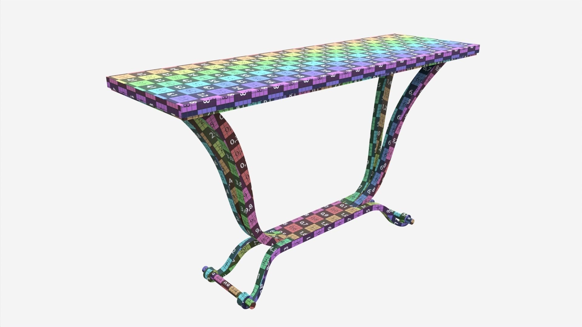 Art Deco Console Table Wooden 3D model_6