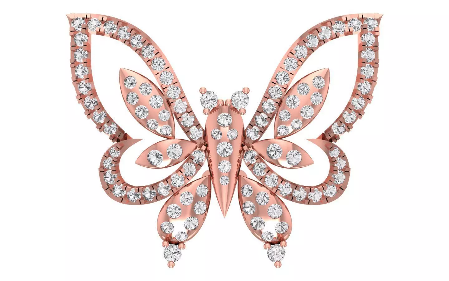 Solitaire Women Butterfly 3dm STL OBJ FBX Render Details 3D print model_0