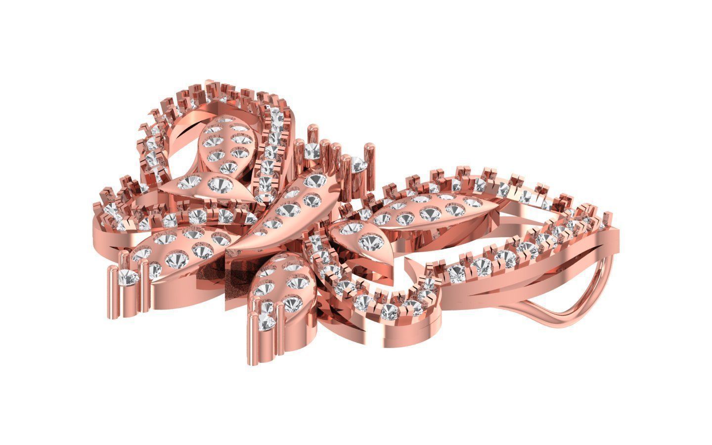 Solitaire Women Butterfly 3dm STL OBJ FBX Render Details 3D print model_2