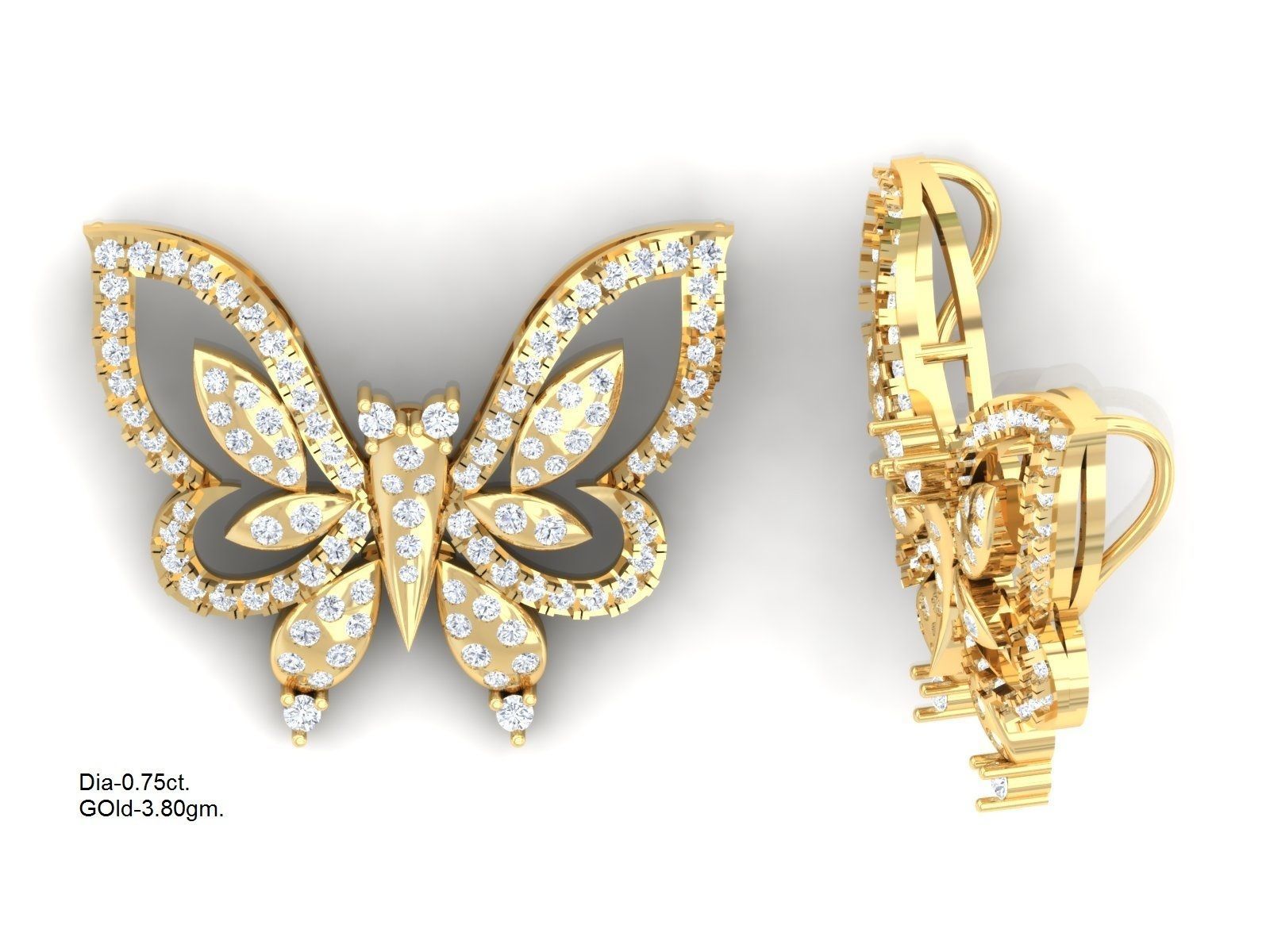Solitaire Women Butterfly 3dm STL OBJ FBX Render Details 3D print model_3