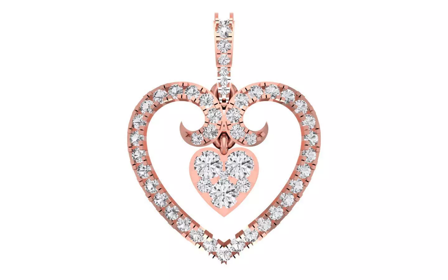 Solitaire Heart Pendant 3dm STL OBJ FBX Render Details 3D print model_0