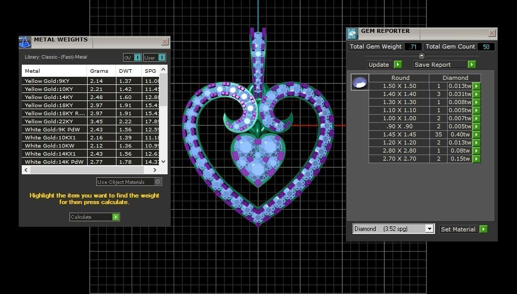 Solitaire Heart Pendant 3dm STL OBJ FBX Render Details 3D print model_4