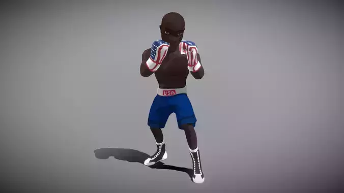 Black Boxer Low-poly 3D model