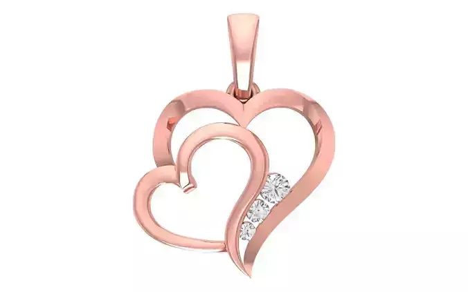 Solitaire Heart Pendant 3dm STL OBJ FBX Render Details 3D print model