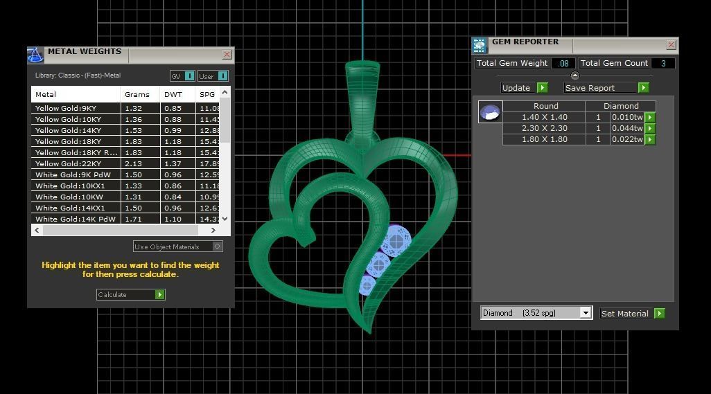 Solitaire Heart Pendant 3dm STL OBJ FBX Render Details 3D print model_4