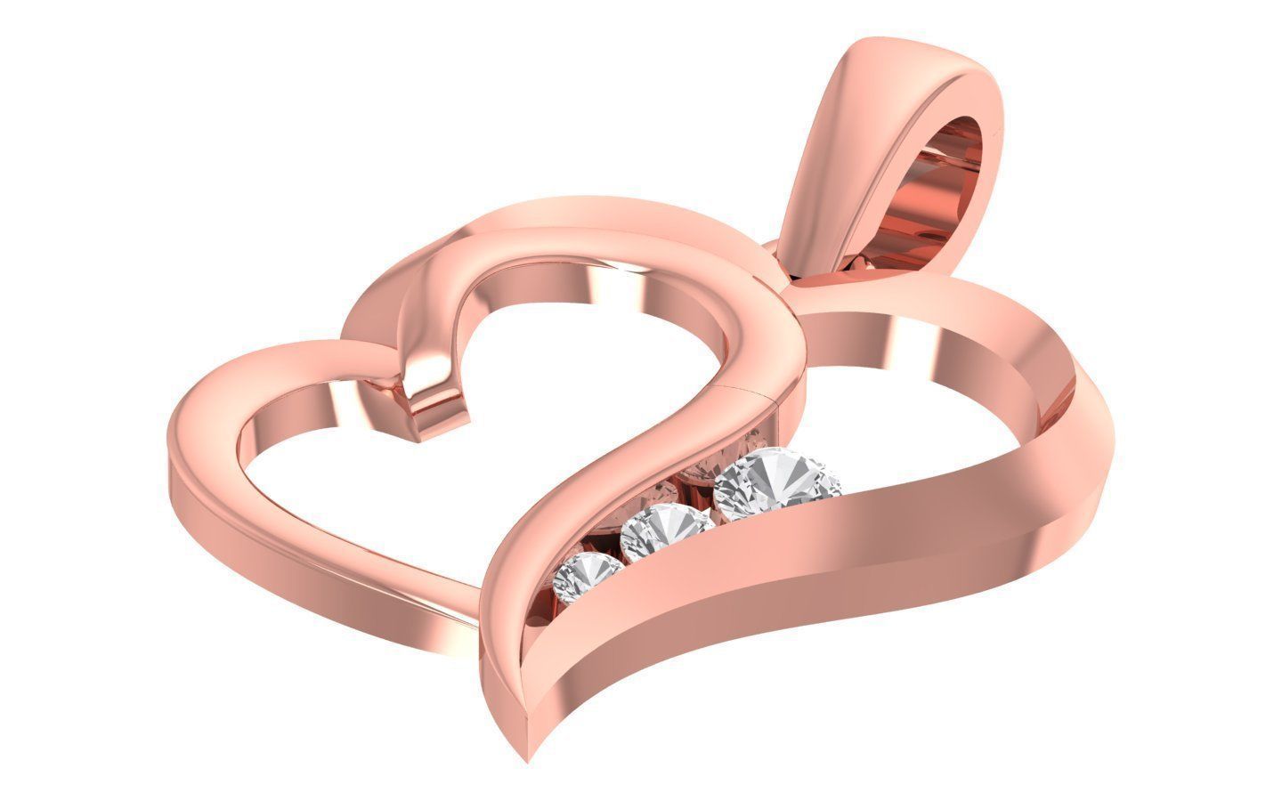 Solitaire Heart Pendant 3dm STL OBJ FBX Render Details 3D print model_1