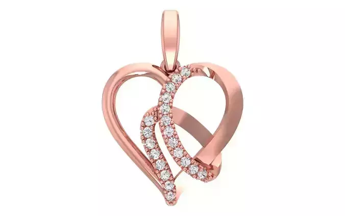 Solitaire Heart Pendant 3dm STL OBJ FBX Render Details 3D print model