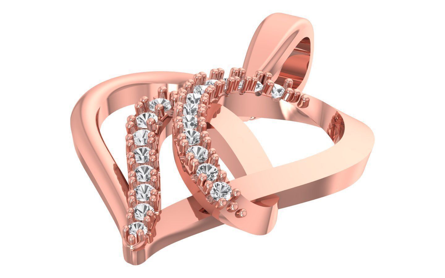 Solitaire Heart Pendant 3dm STL OBJ FBX Render Details 3D print model_1