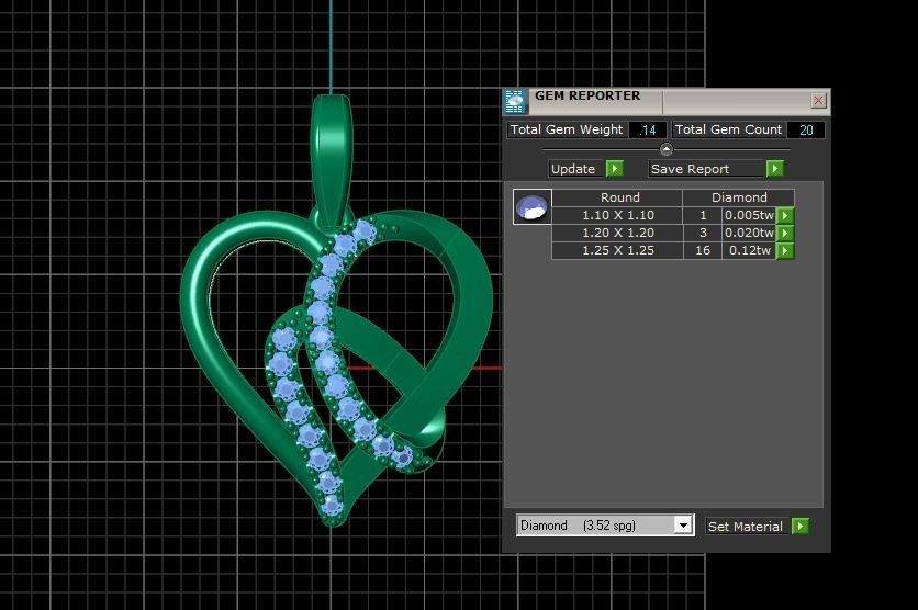 Solitaire Heart Pendant 3dm STL OBJ FBX Render Details 3D print model_4