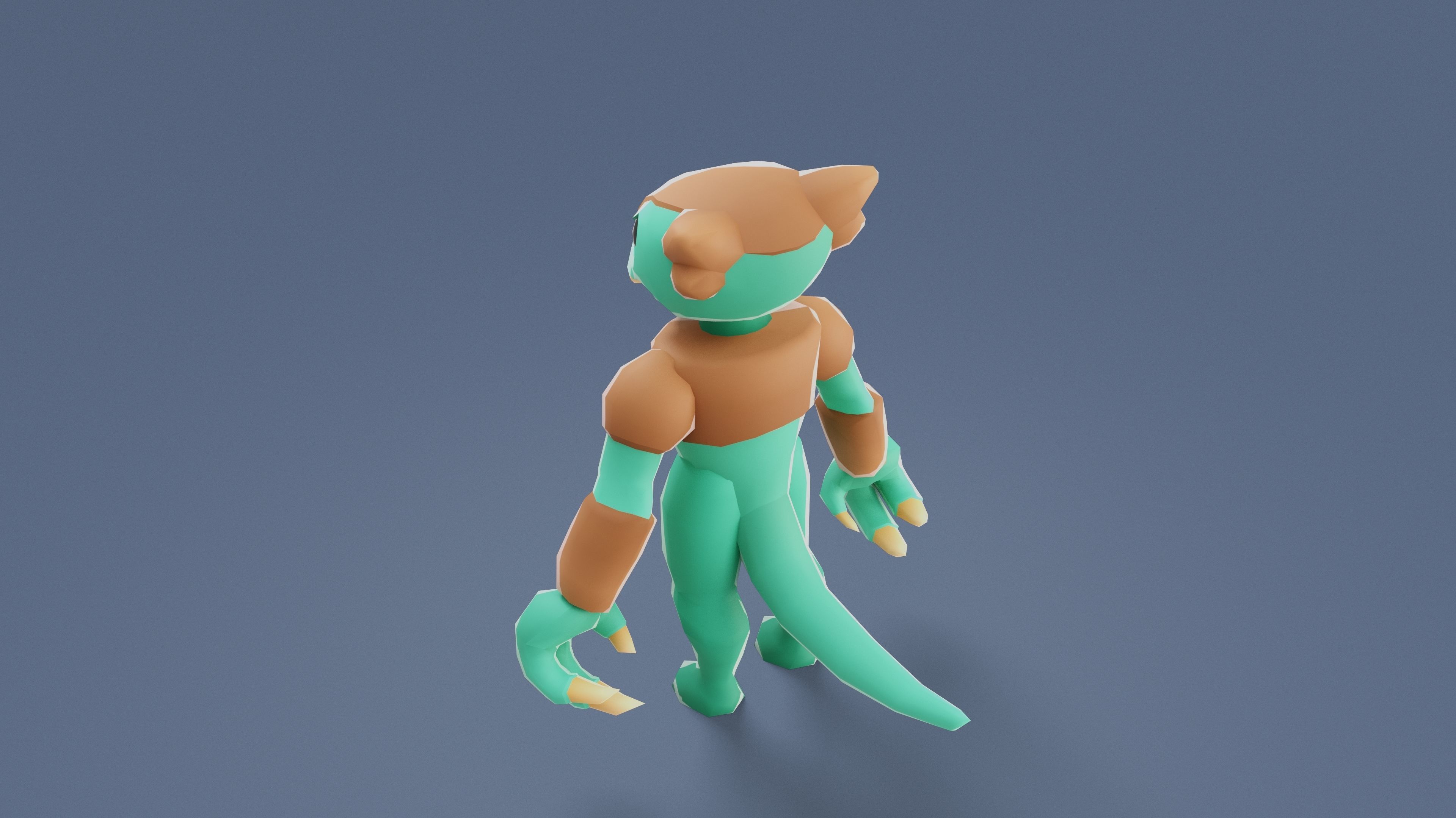 Cartoon Characters - Medium Frogwolf Warrior Low-poly 3D model_3
