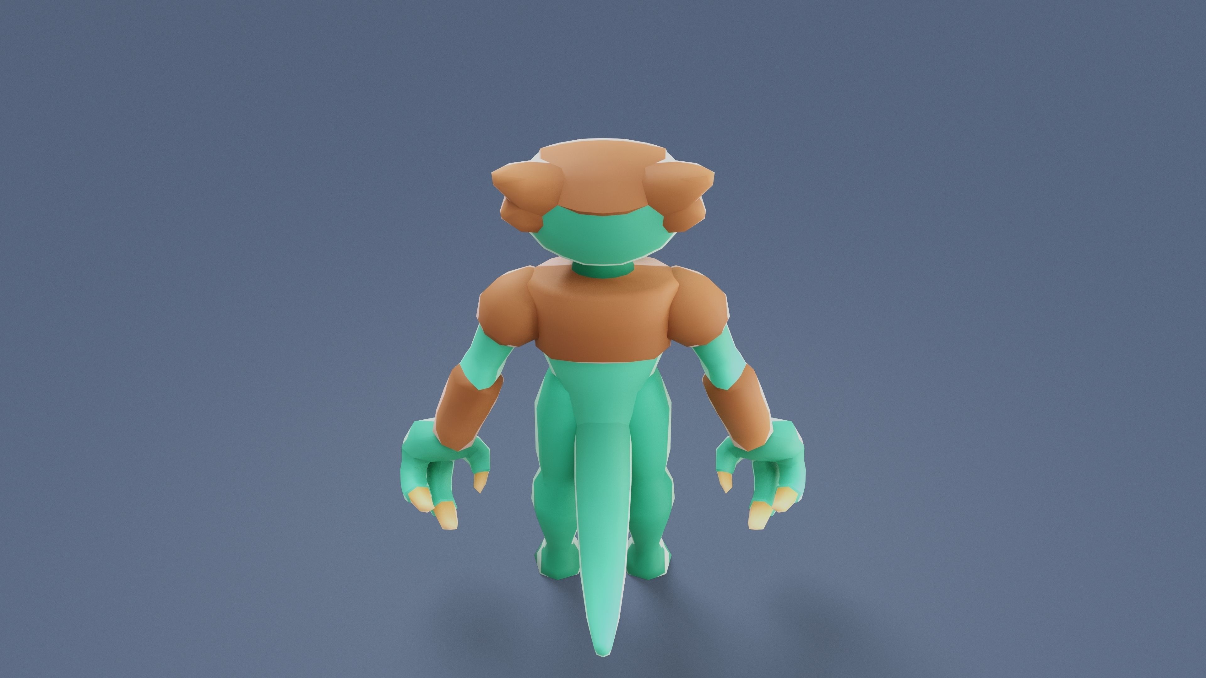 Cartoon Characters - Medium Frogwolf Warrior Low-poly 3D model_4