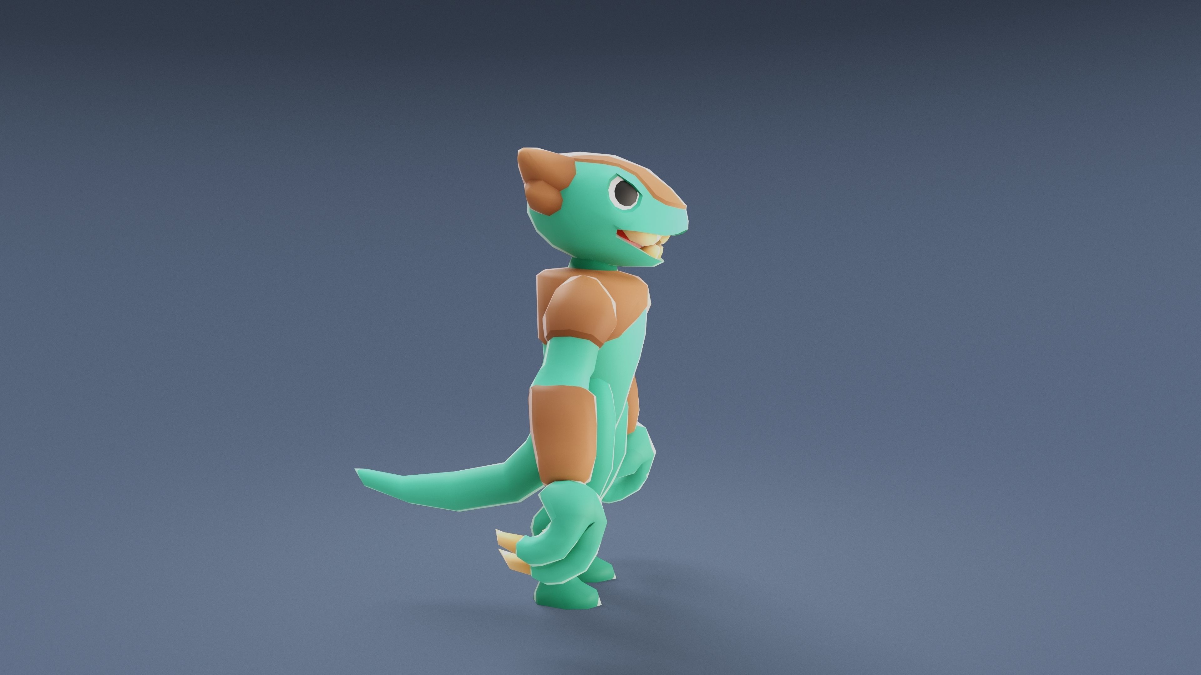 Cartoon Characters - Medium Frogwolf Warrior Low-poly 3D model_10