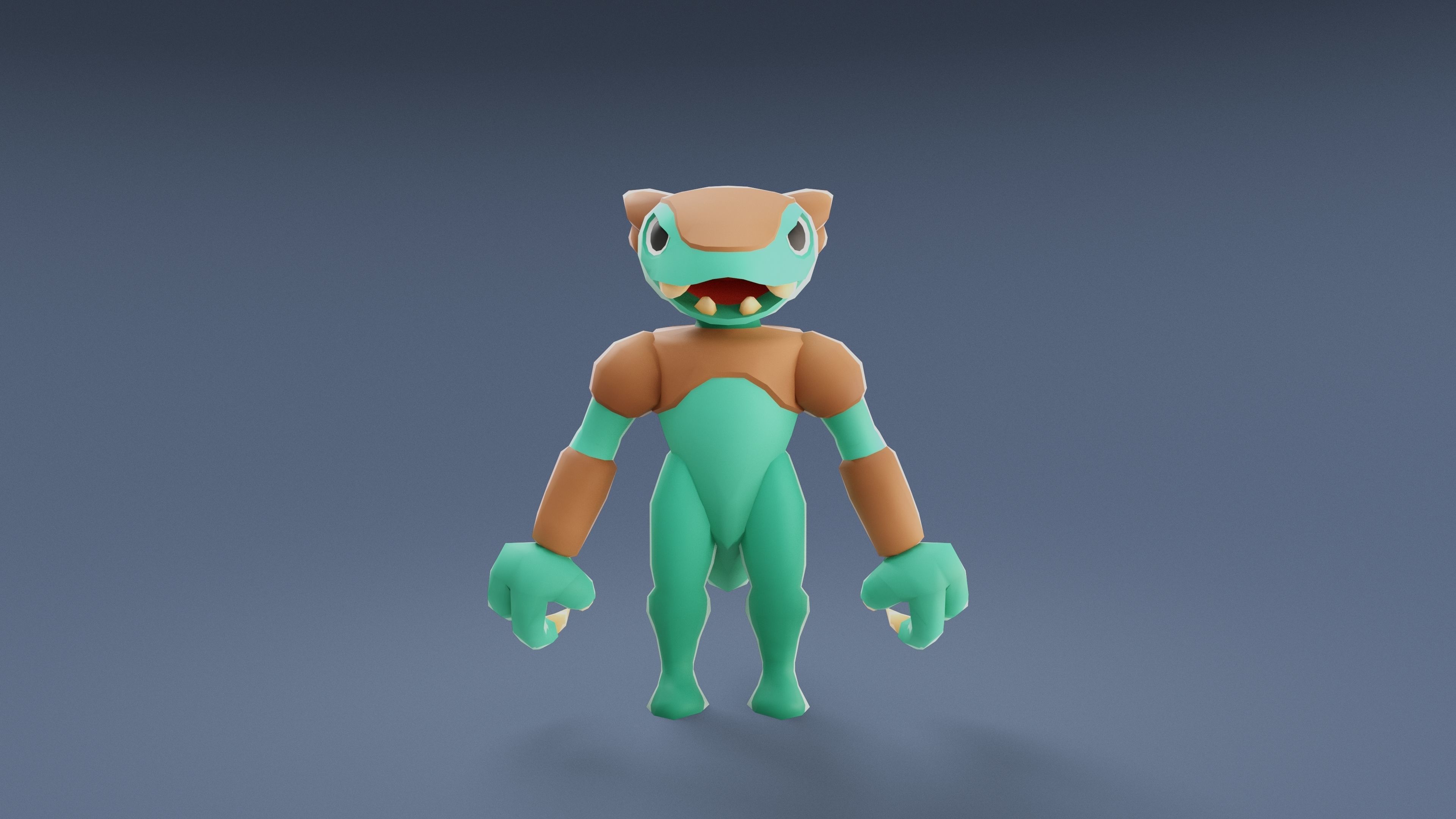 Cartoon Characters - Medium Frogwolf Warrior Low-poly 3D model_12