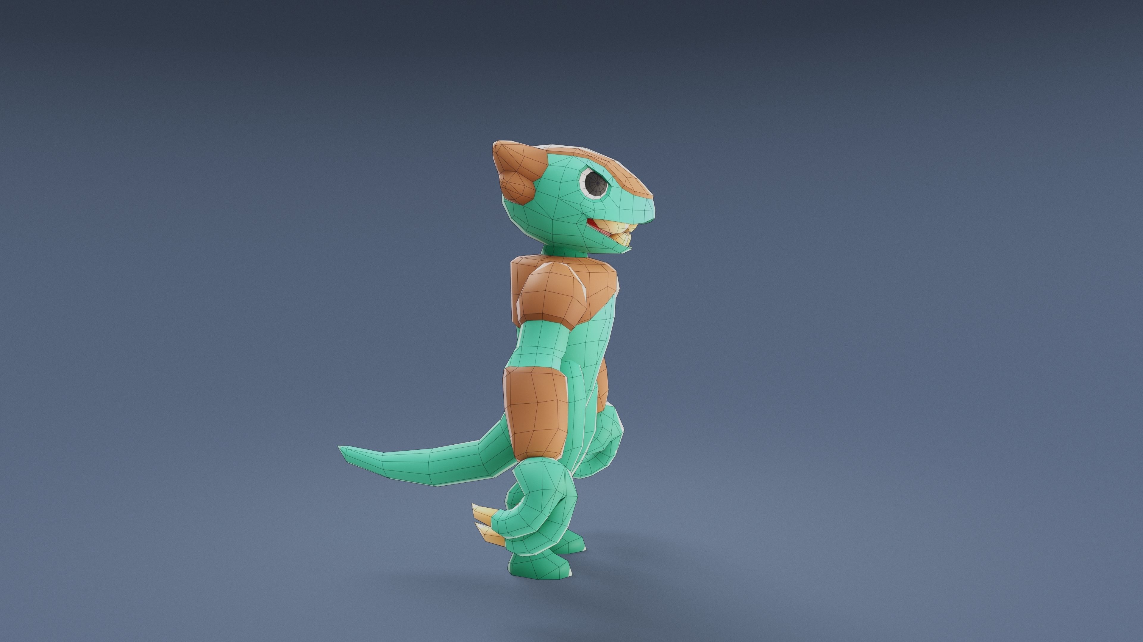 Cartoon Characters - Medium Frogwolf Warrior Low-poly 3D model_21