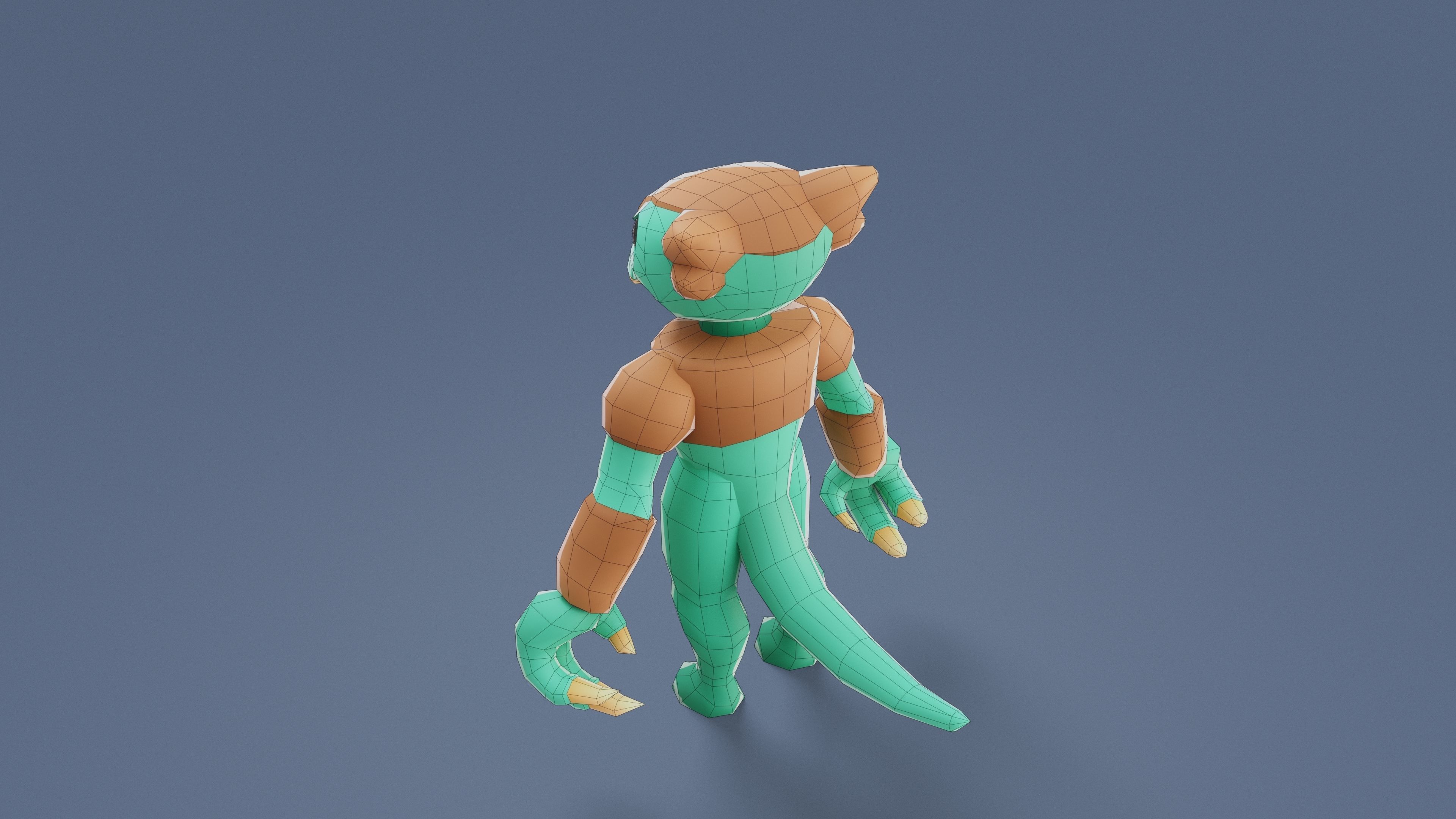 Cartoon Characters - Medium Frogwolf Warrior Low-poly 3D model_14