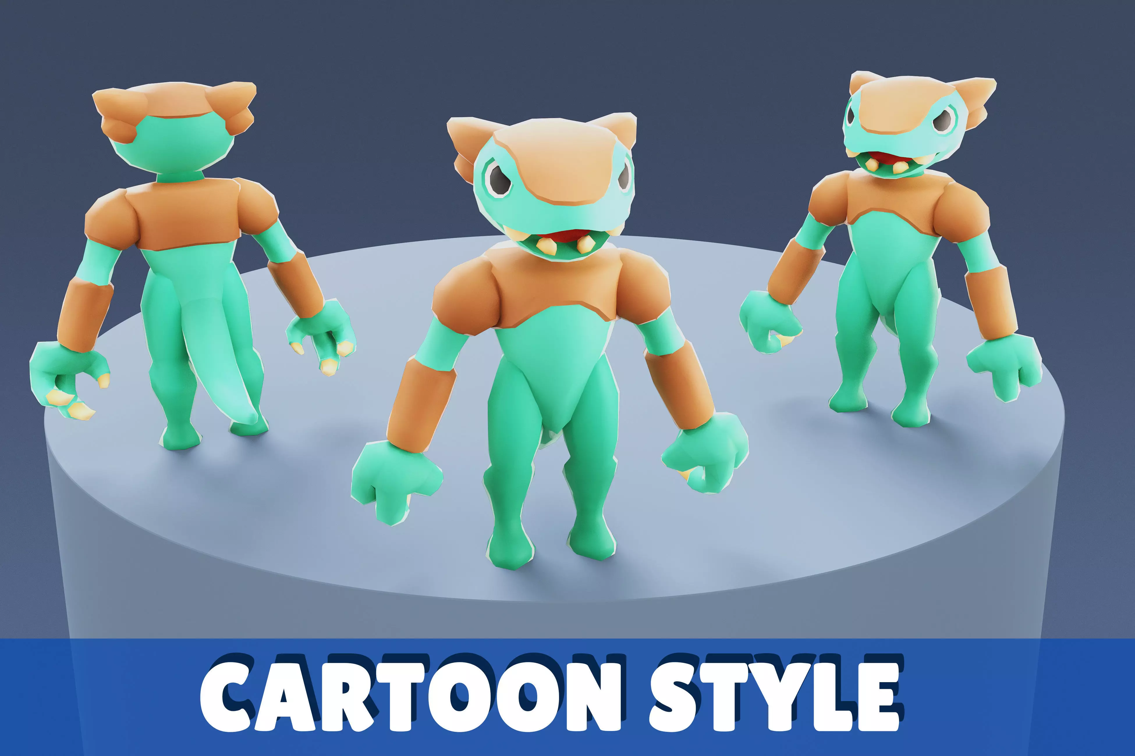 Cartoon Characters - Medium Frogwolf Warrior Low-poly 3D model_0