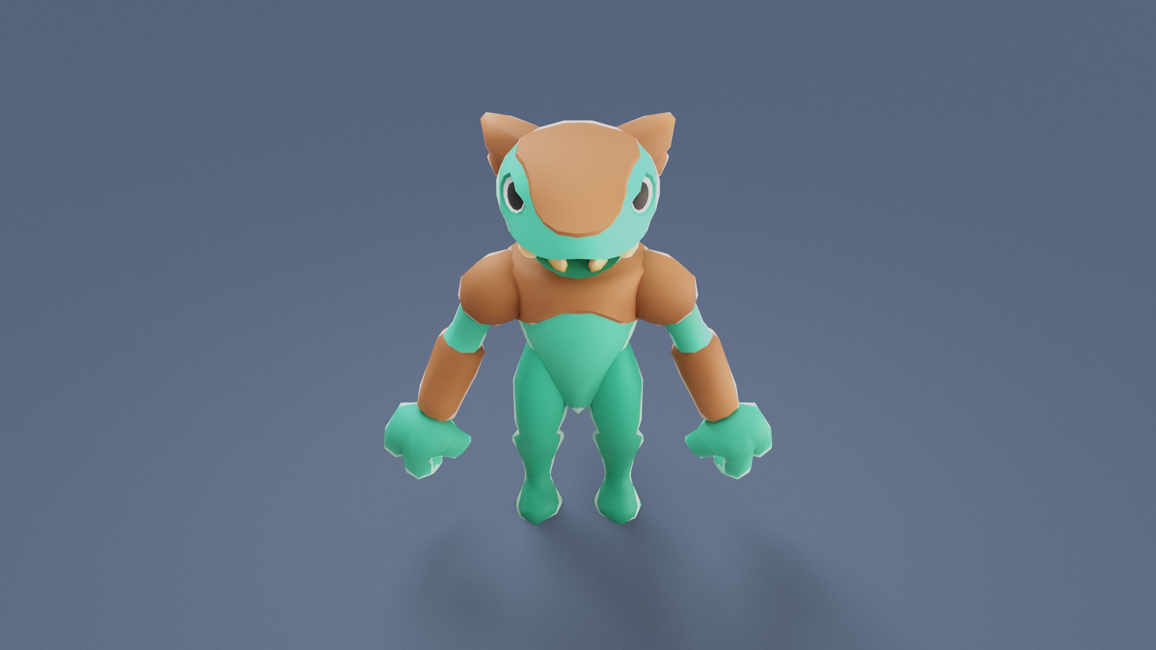 Cartoon Characters - Medium Frogwolf Warrior Low-poly 3D model_7