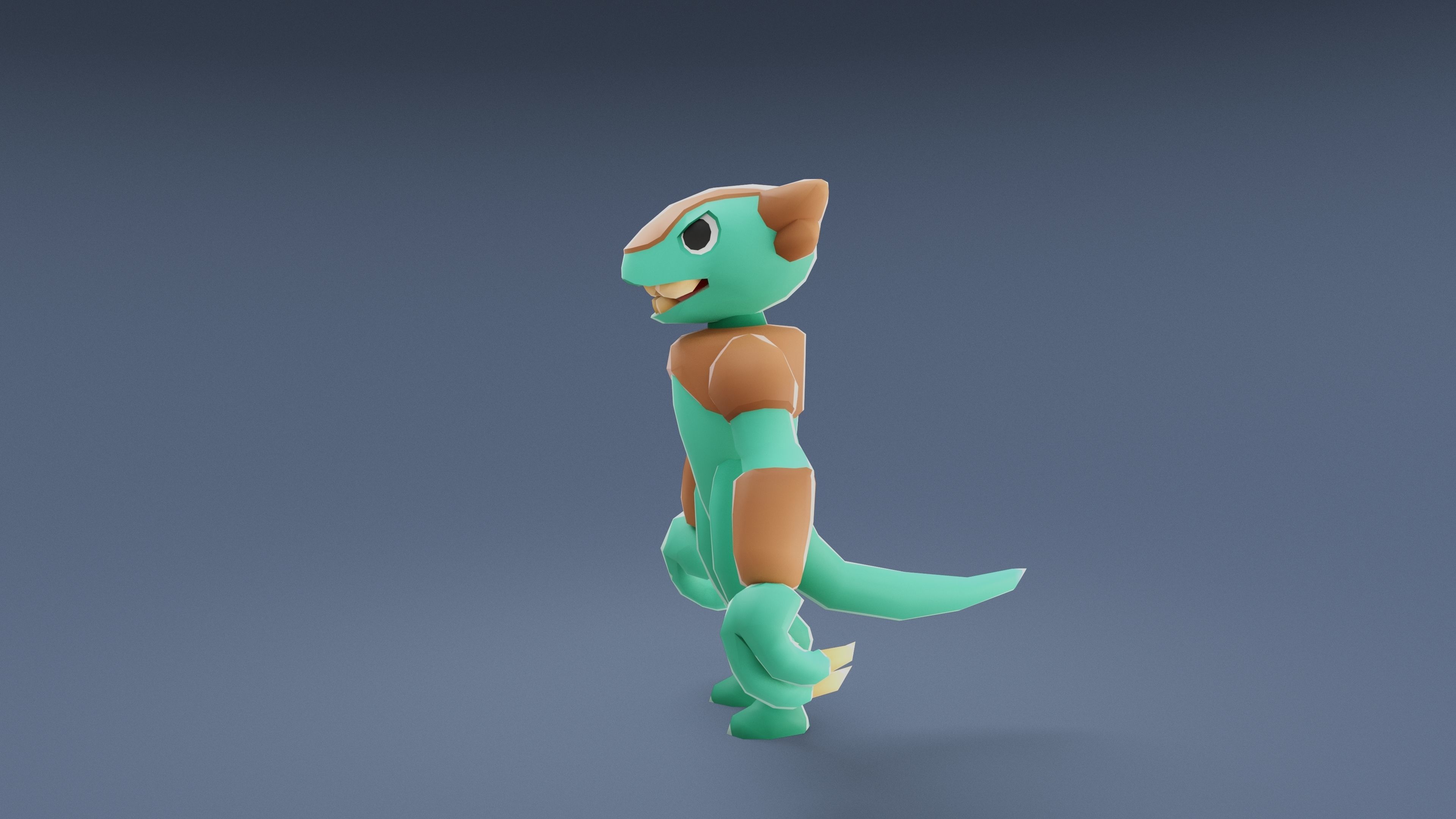 Cartoon Characters - Medium Frogwolf Warrior Low-poly 3D model_8