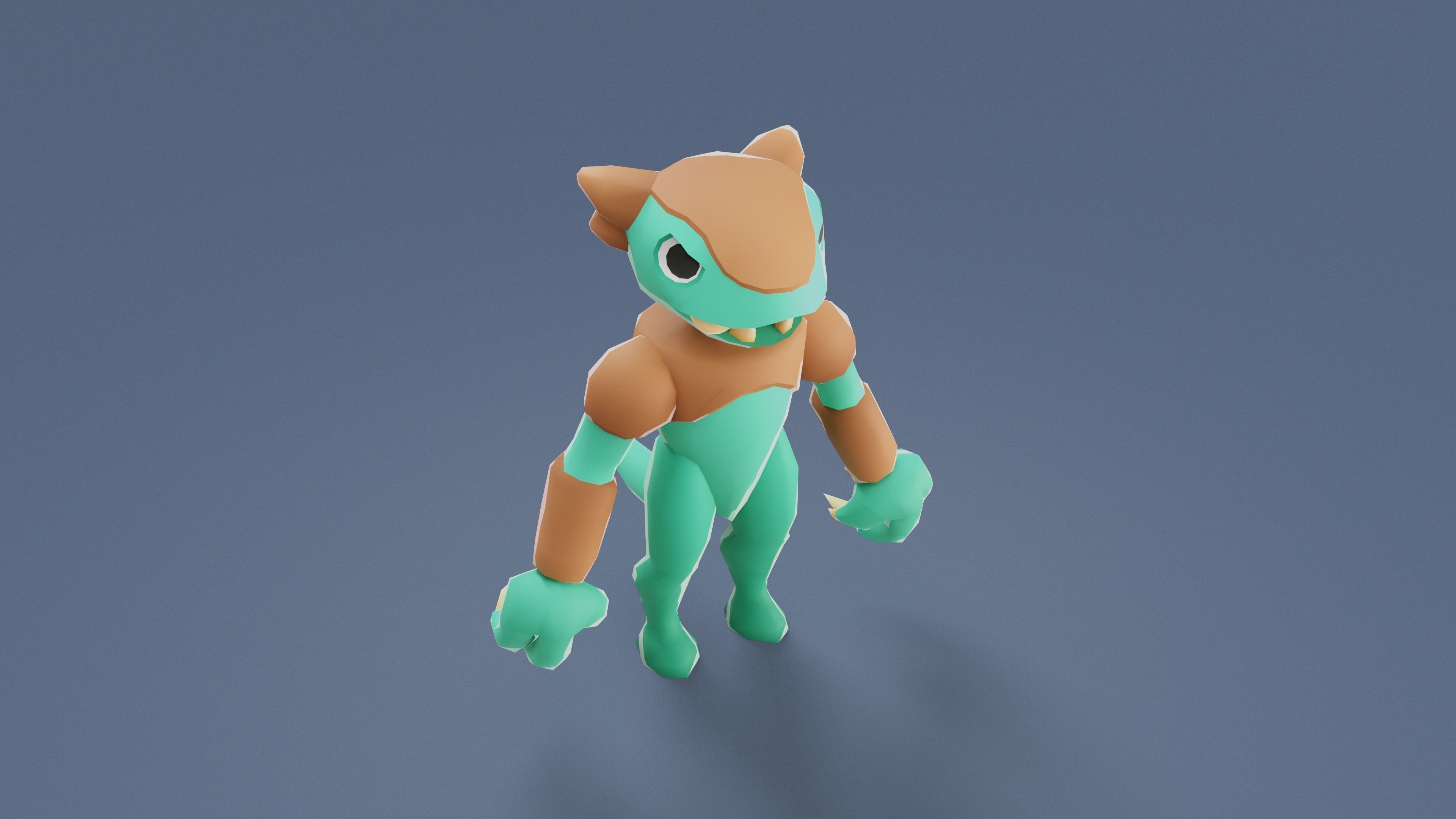 Cartoon Characters - Medium Frogwolf Warrior Low-poly 3D model_6