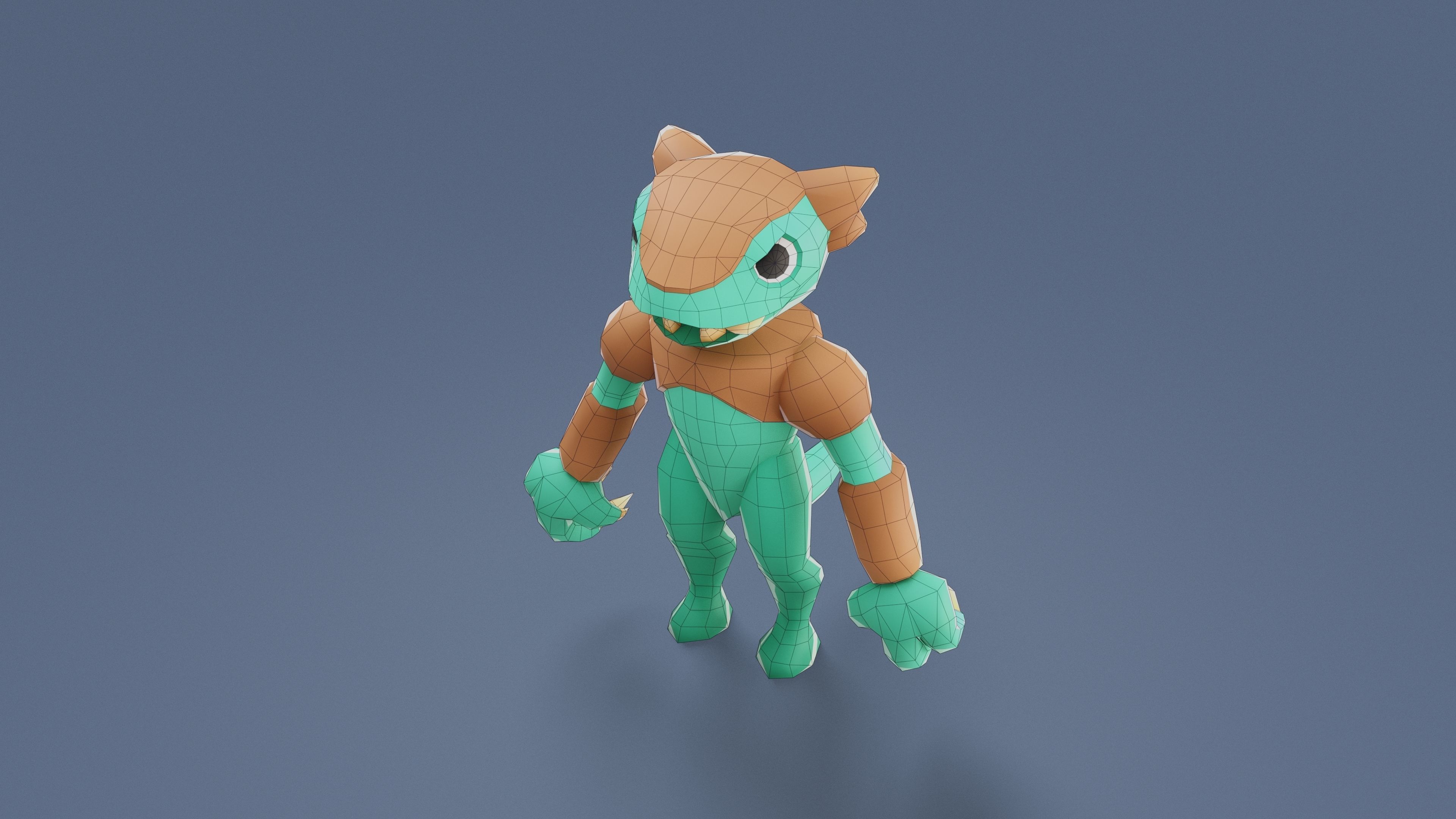 Cartoon Characters - Medium Frogwolf Warrior Low-poly 3D model_11