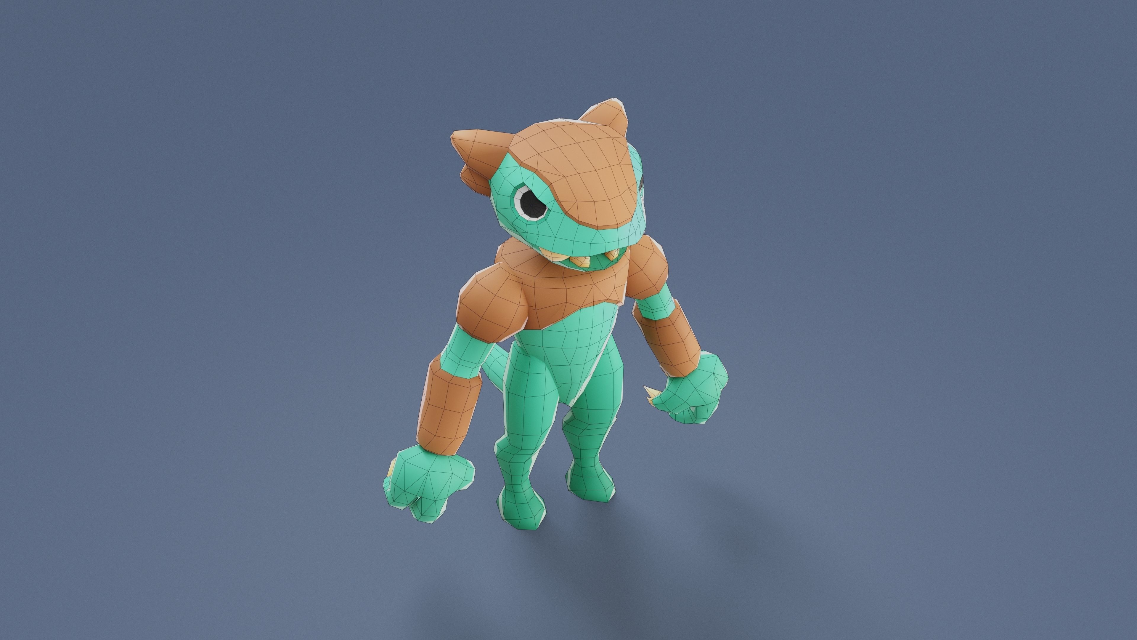 Cartoon Characters - Medium Frogwolf Warrior Low-poly 3D model_17