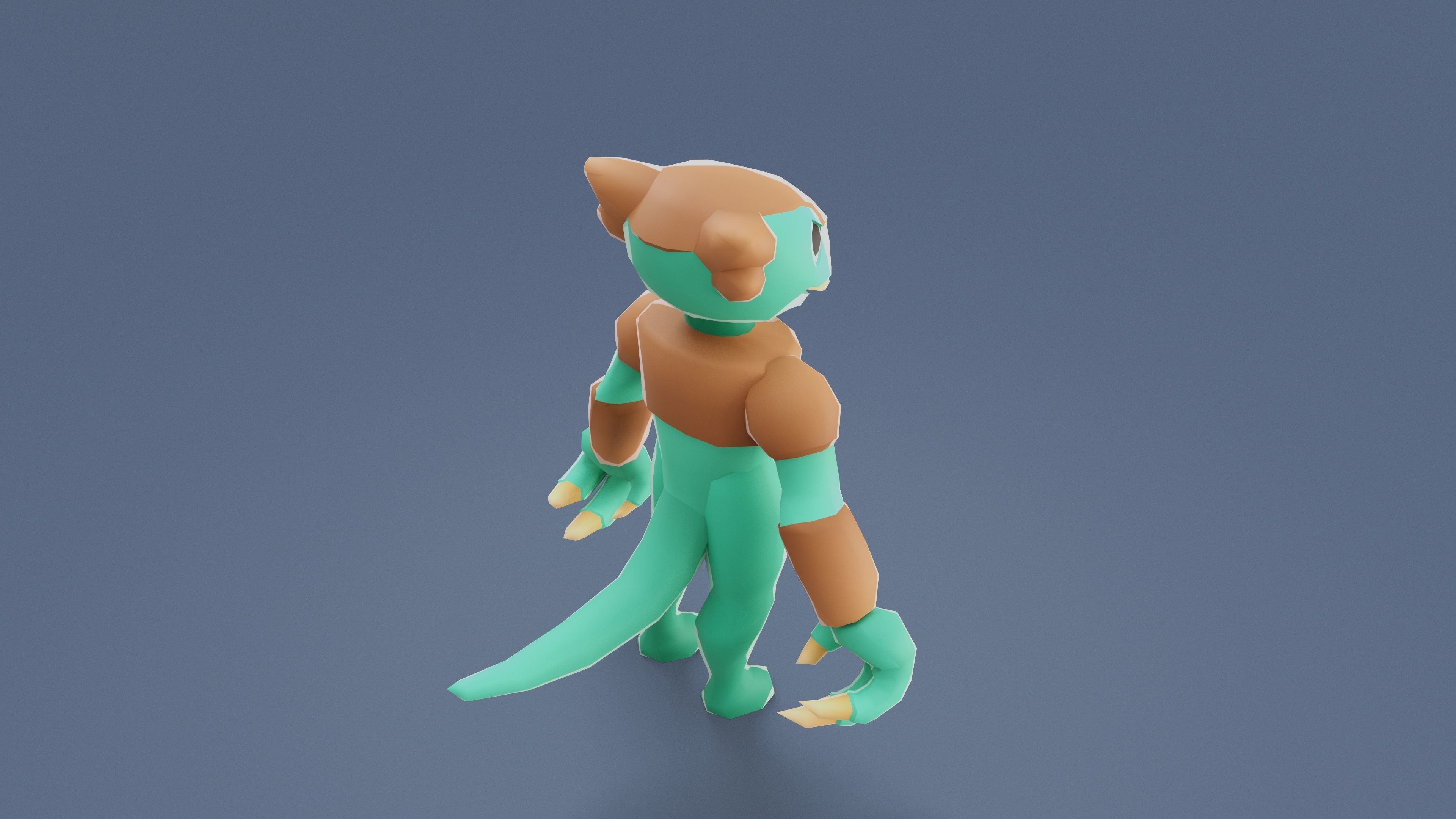 Cartoon Characters - Medium Frogwolf Warrior Low-poly 3D model_5