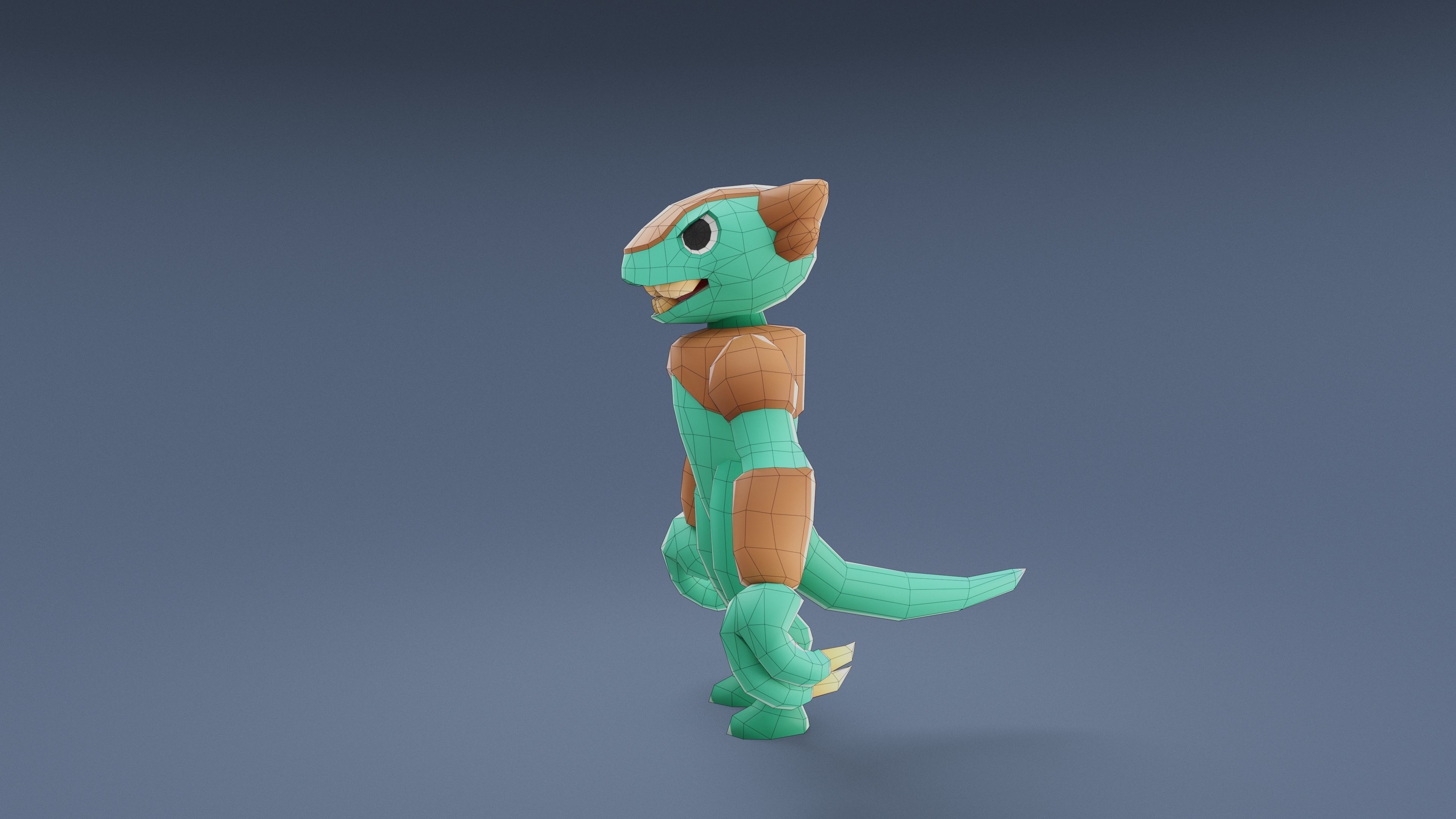 Cartoon Characters - Medium Frogwolf Warrior Low-poly 3D model_19