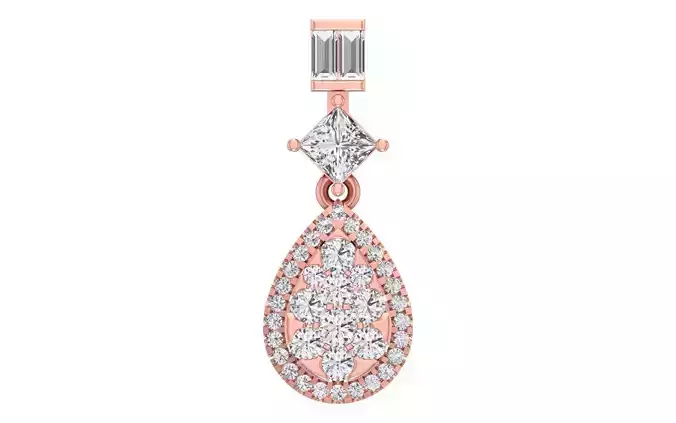 Solitaire Women Pendant 3dm STL OBJ FBX Render Details