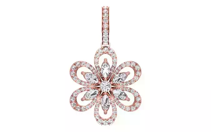 Solitaire Women Pendant 3dm STL OBJ FBX Render Details