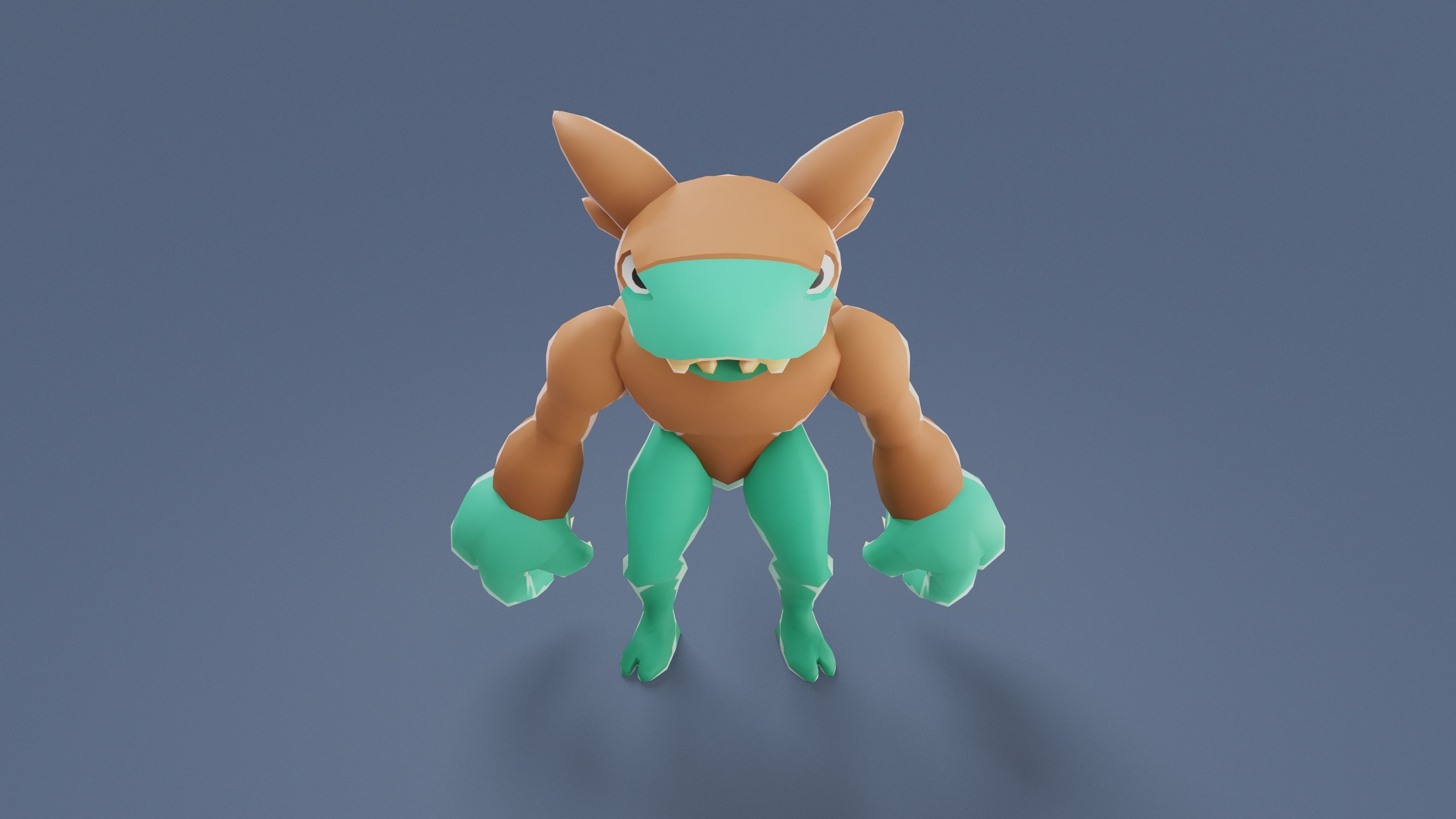 Cartoon Characters - Big Frogwolf Warrior Low-poly 3D model_7