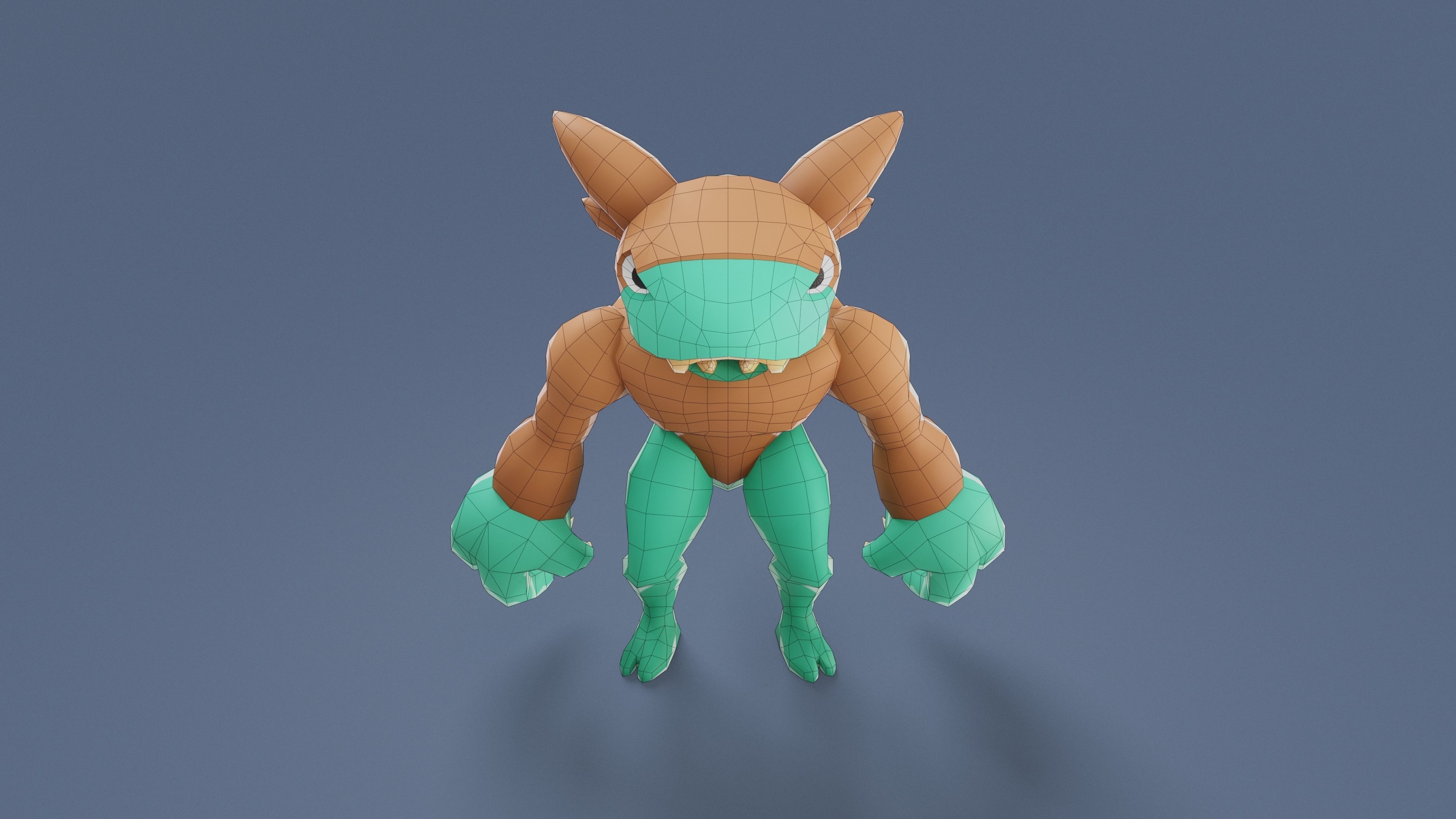 Cartoon Characters - Big Frogwolf Warrior Low-poly 3D model_18