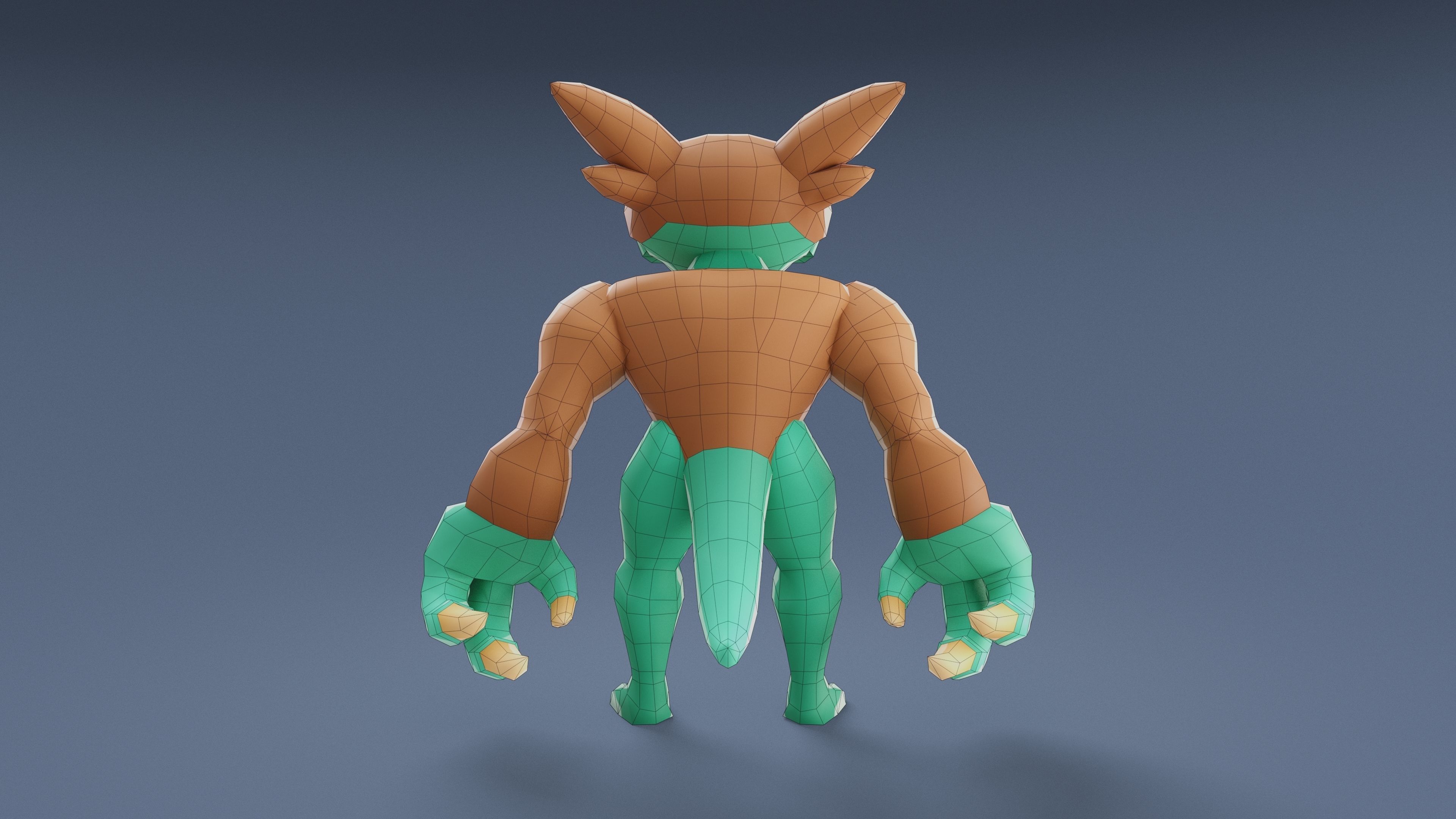 Cartoon Characters - Big Frogwolf Warrior Low-poly 3D model_20