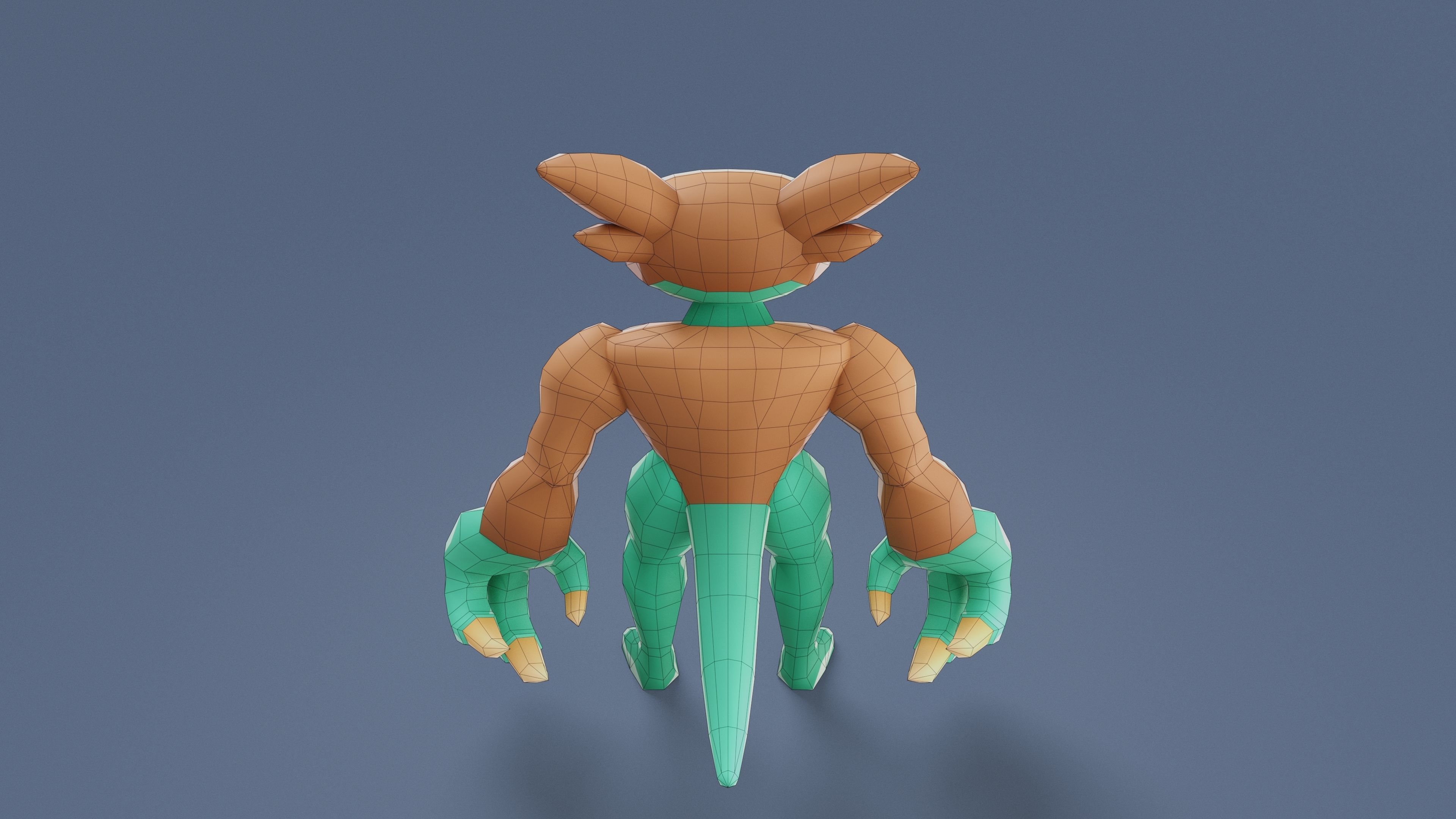 Cartoon Characters - Big Frogwolf Warrior Low-poly 3D model_15