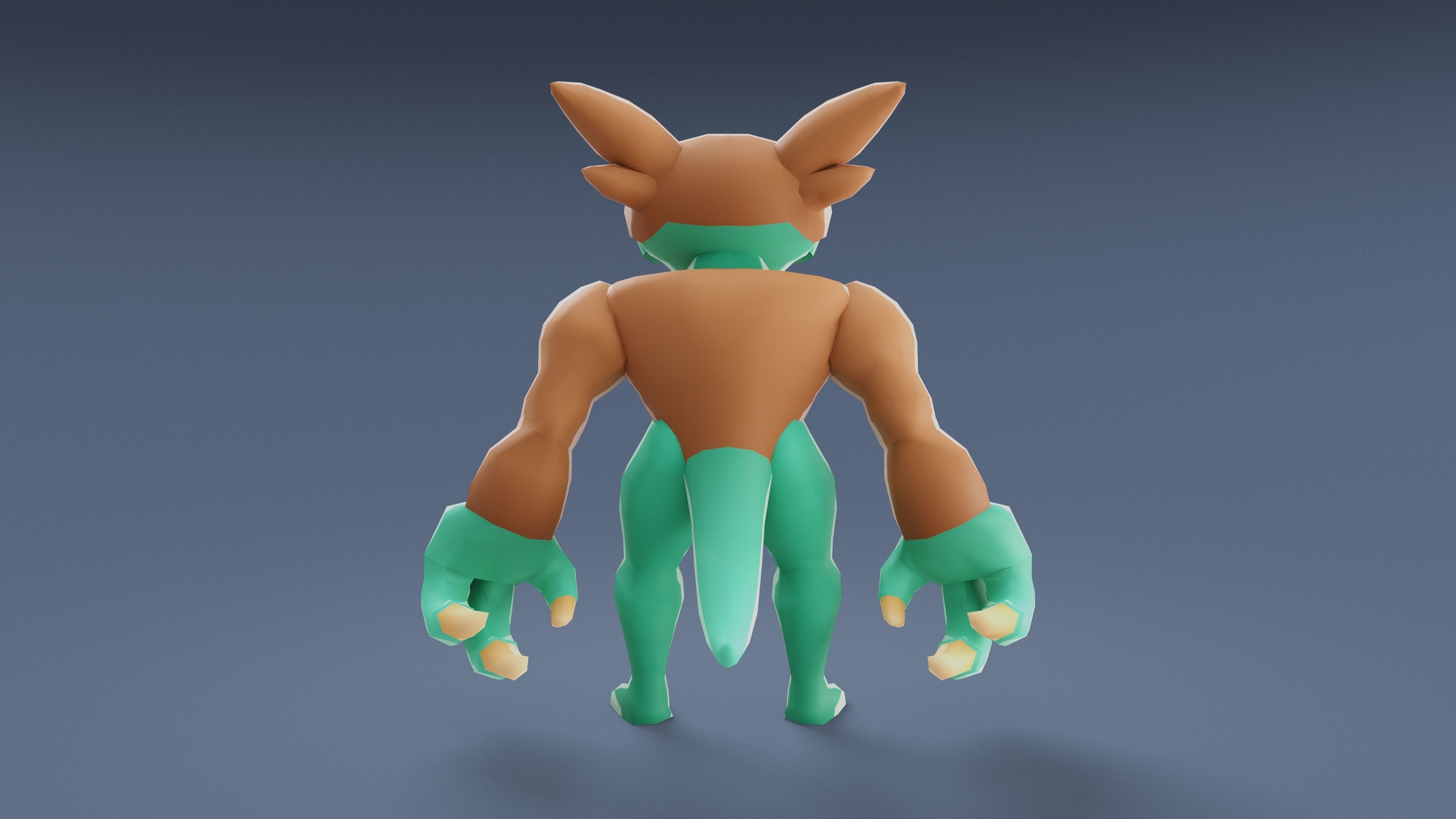 Cartoon Characters - Big Frogwolf Warrior Low-poly 3D model_9