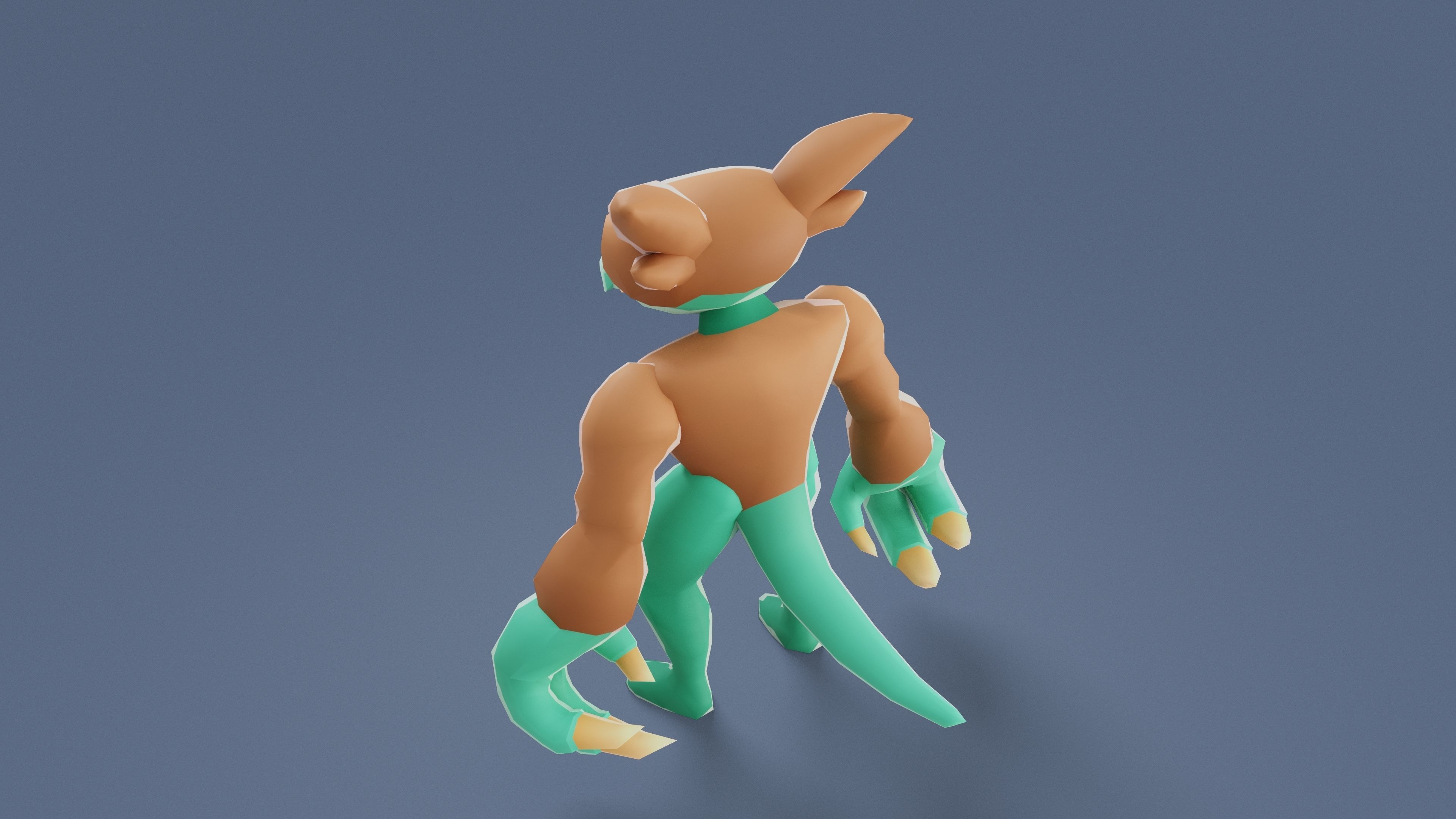 Cartoon Characters - Big Frogwolf Warrior Low-poly 3D model_3