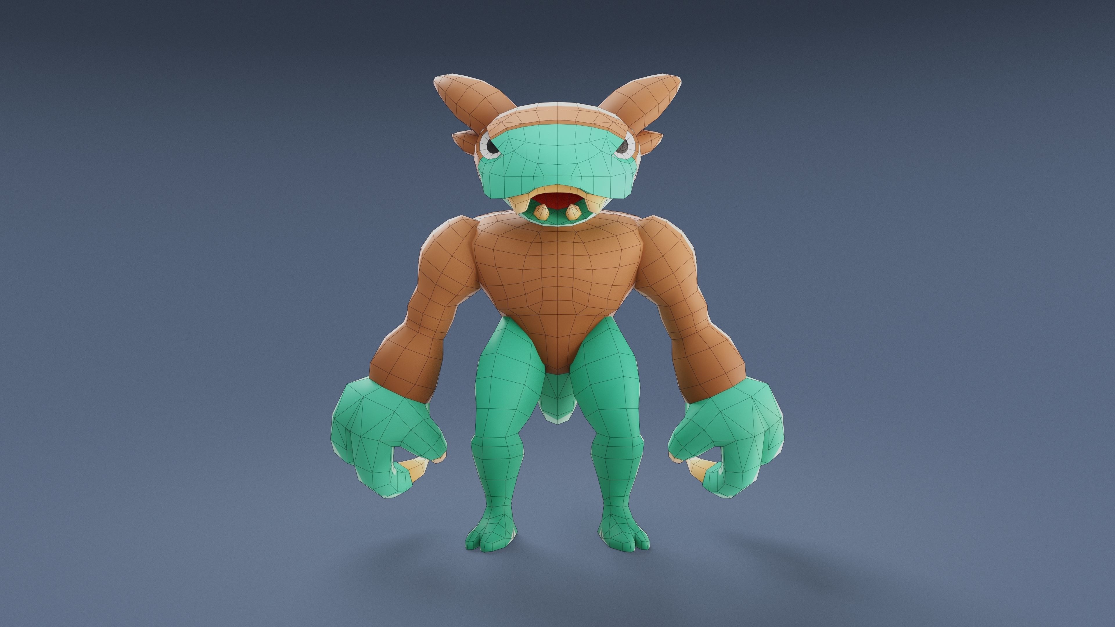 Cartoon Characters - Big Frogwolf Warrior Low-poly 3D model_22