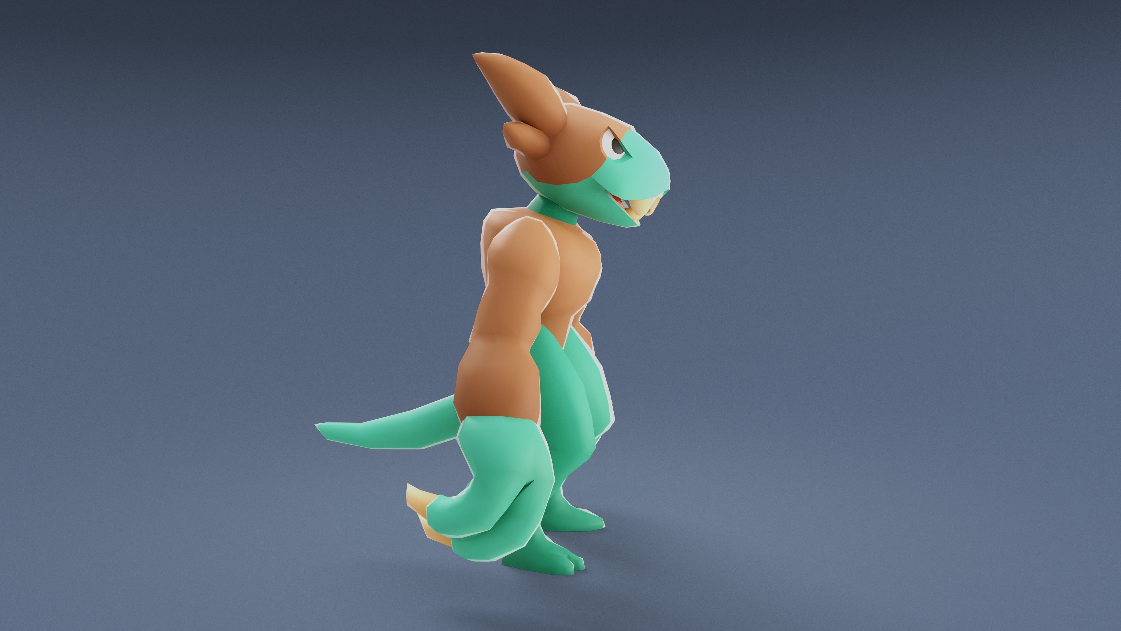 Cartoon Characters - Big Frogwolf Warrior Low-poly 3D model_10