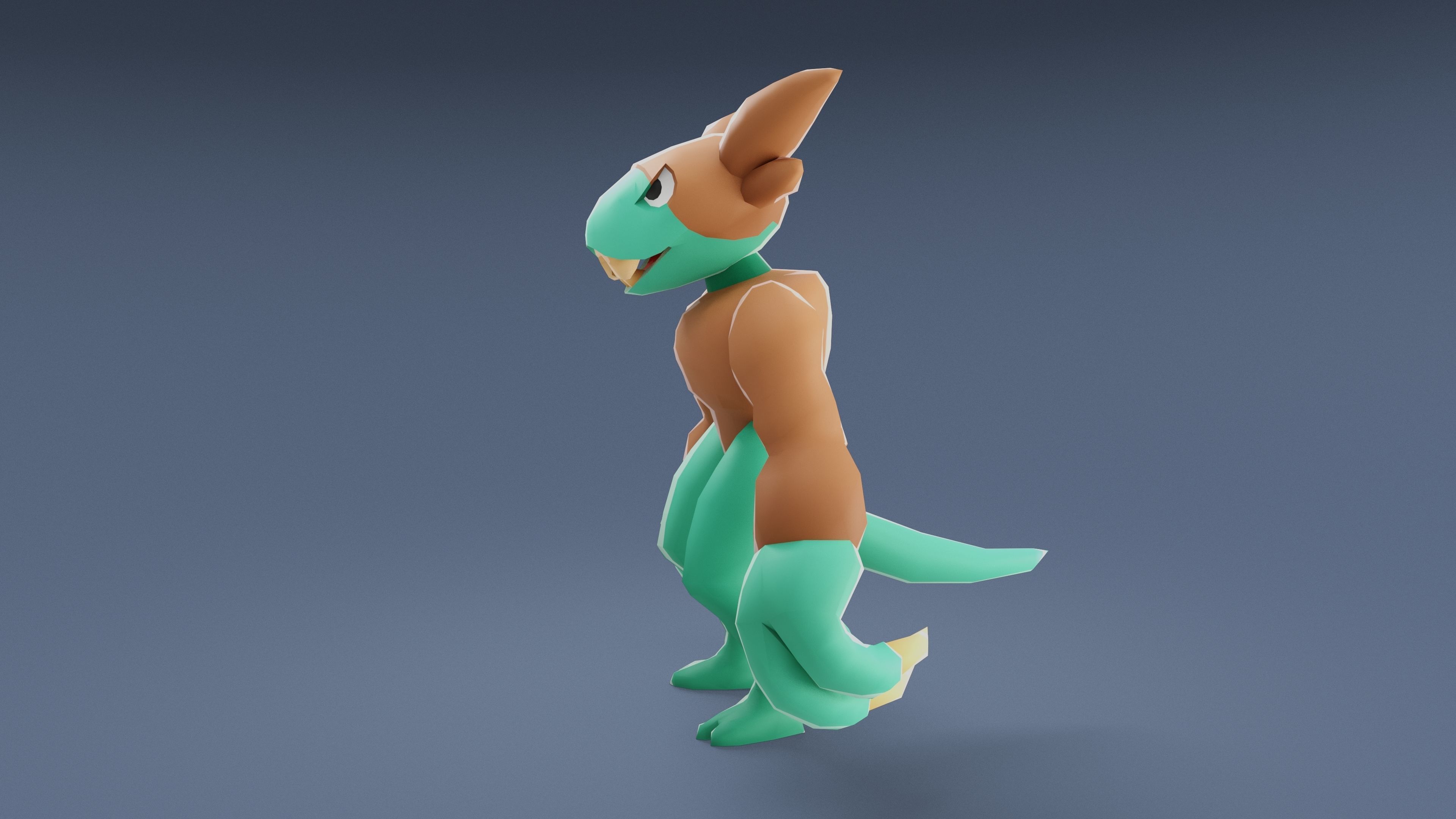 Cartoon Characters - Big Frogwolf Warrior Low-poly 3D model_8