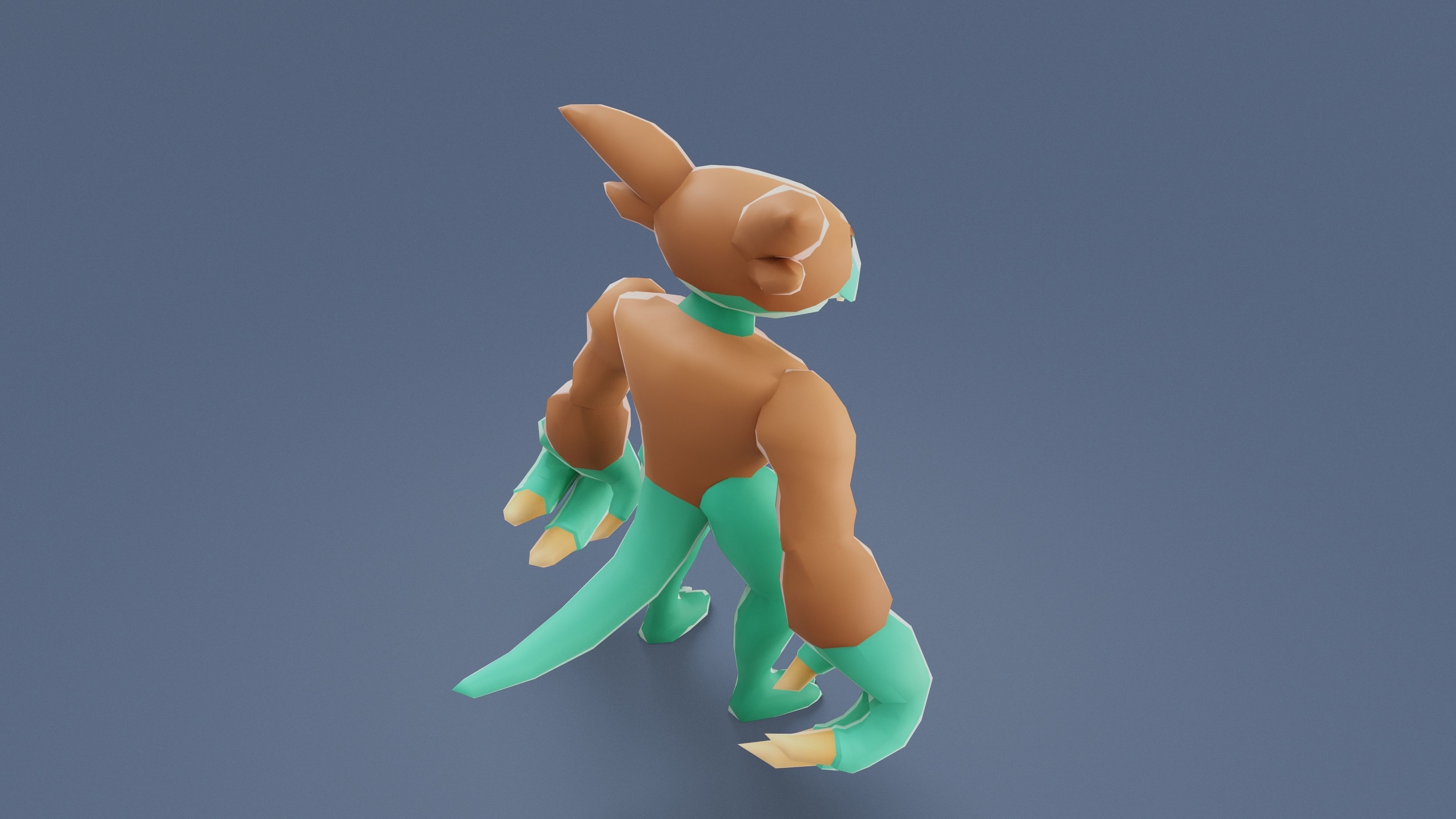 Cartoon Characters - Big Frogwolf Warrior Low-poly 3D model_5