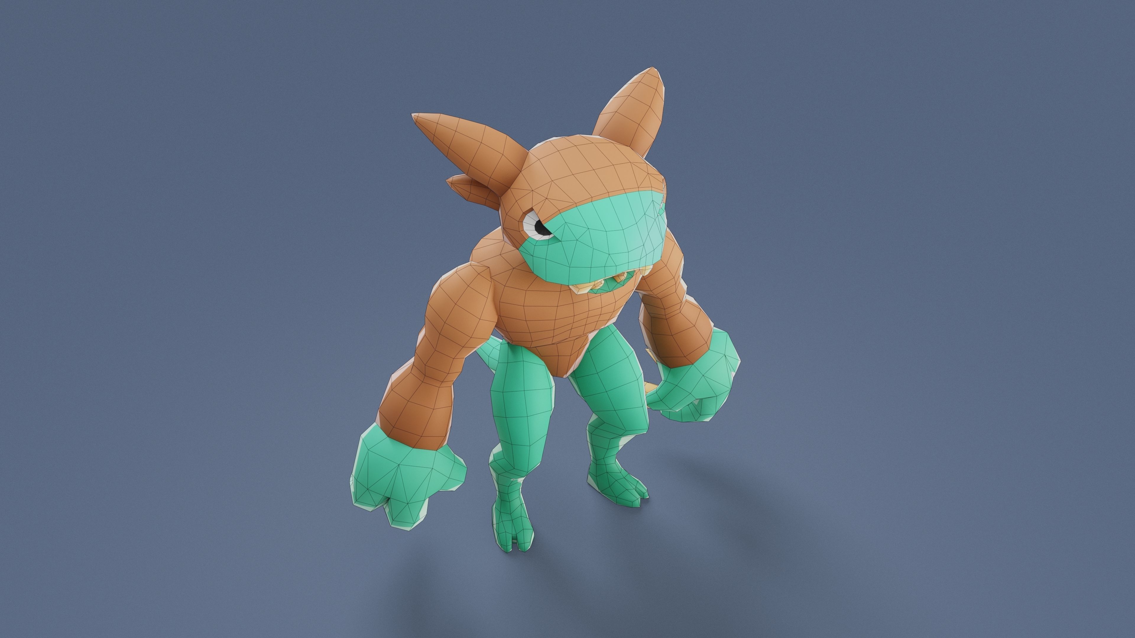 Cartoon Characters - Big Frogwolf Warrior Low-poly 3D model_17