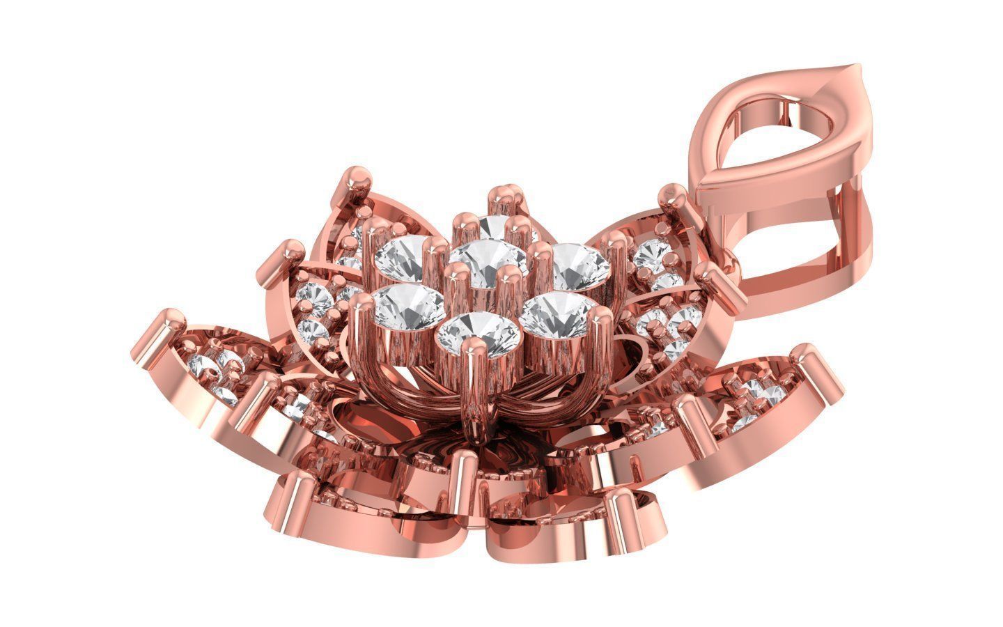 Solitaire Women Pendant 3dm STL OBJ FBX Render Details 3D print model_2