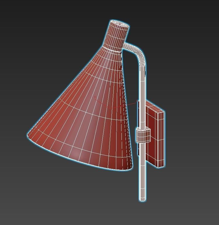 PHONO gold and wall sconce with shade 3D model_2