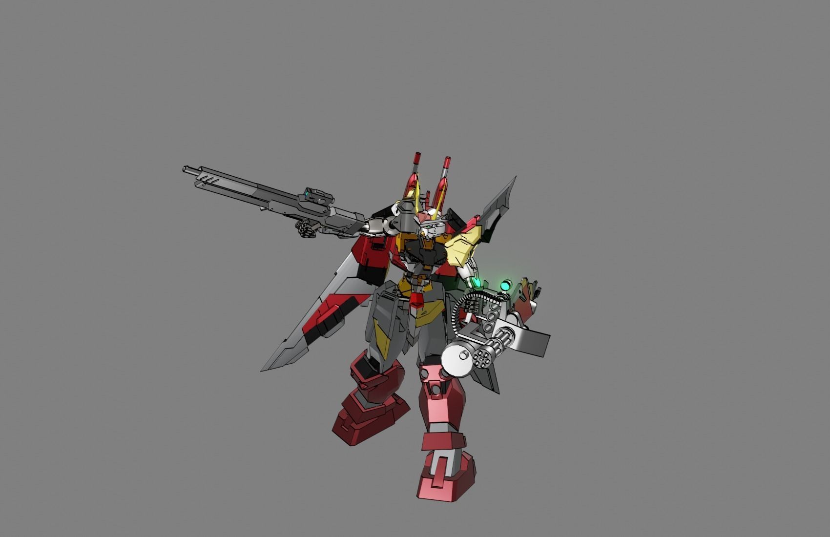Attacker Gundam 7 A 3D model_9